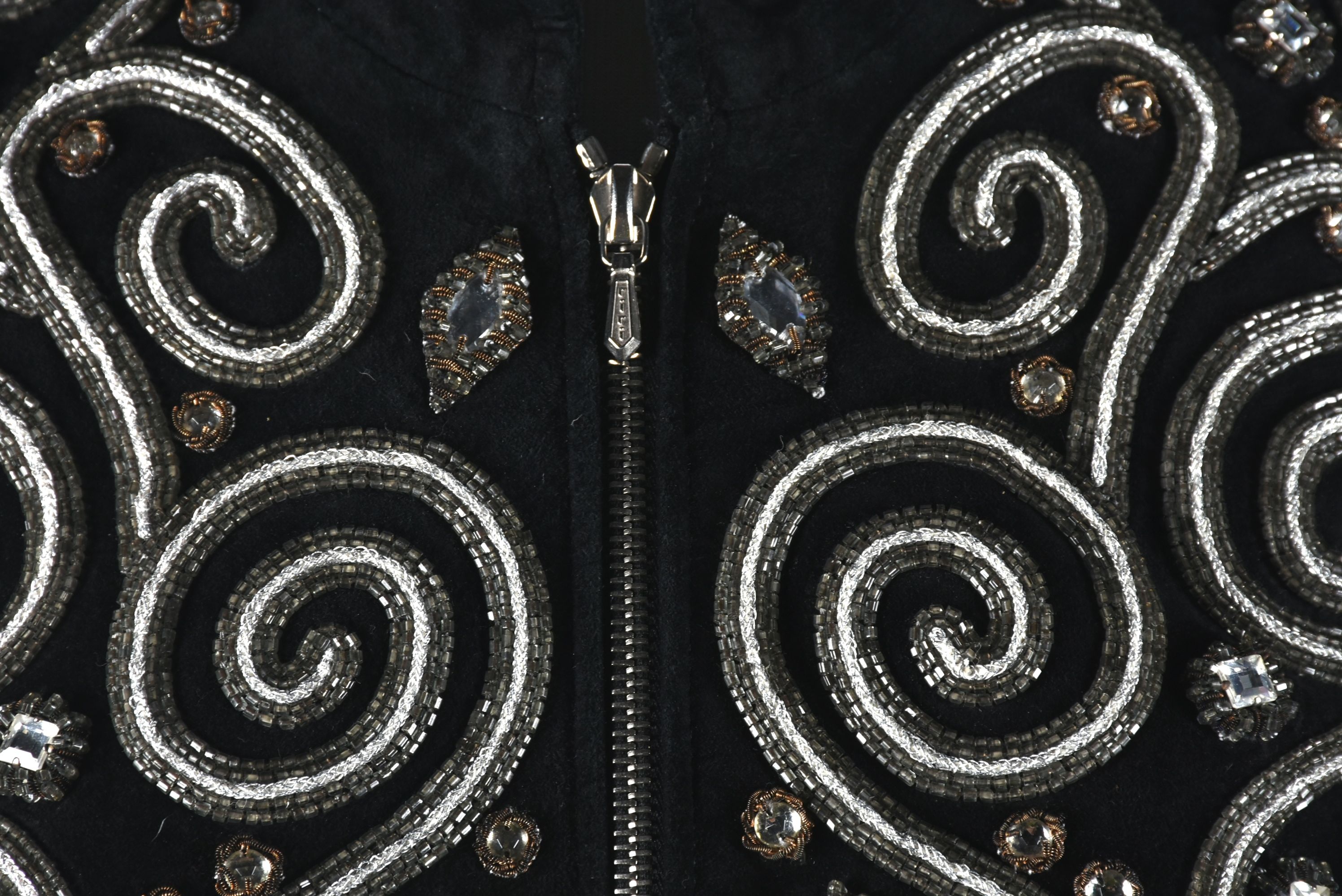 Michael Hoban of North Beach Leather Black Suede Leather Embellished Jacket