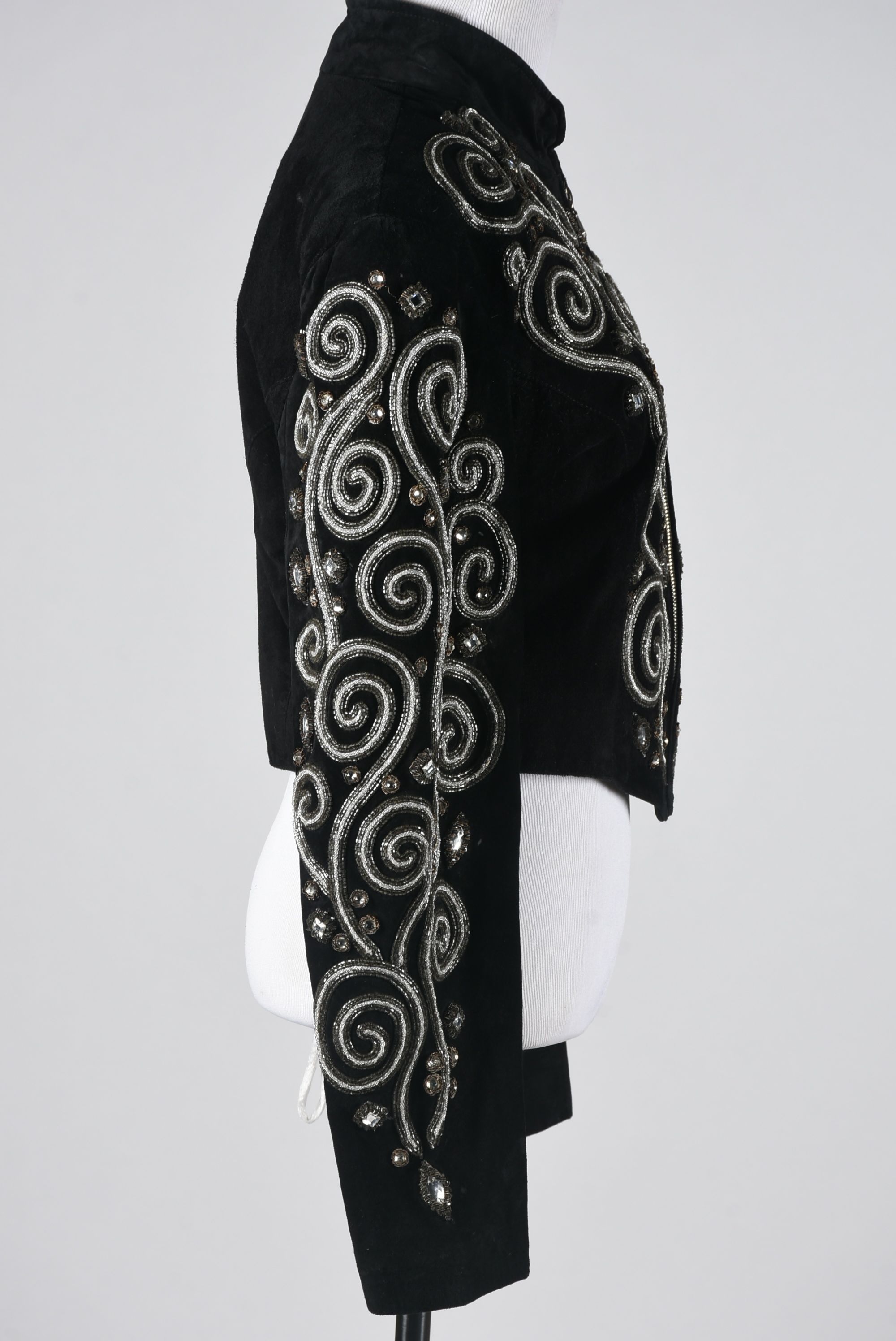 Michael Hoban of North Beach Leather Black Suede Leather Embellished Jacket