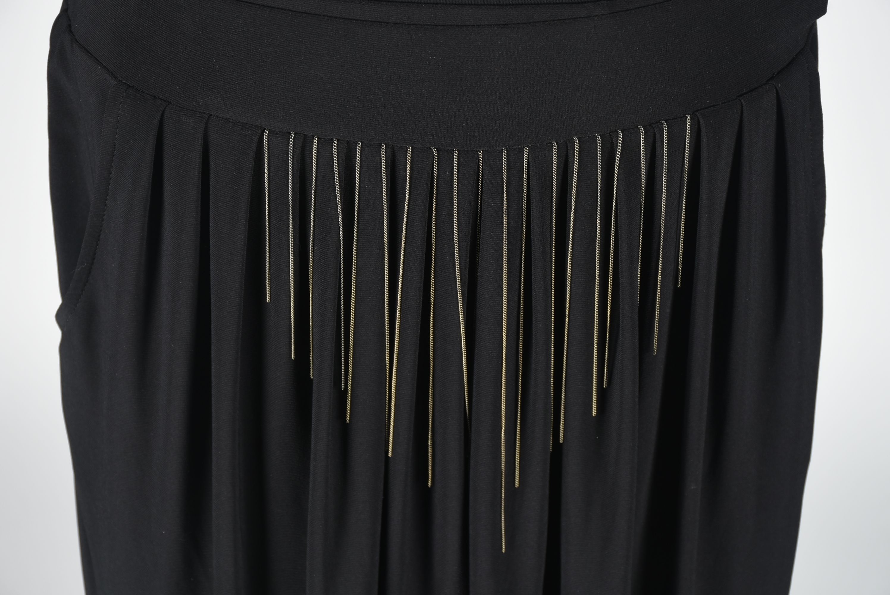 Joseph Ribkoff Designer Black Ensemble with Chain Link Fringe