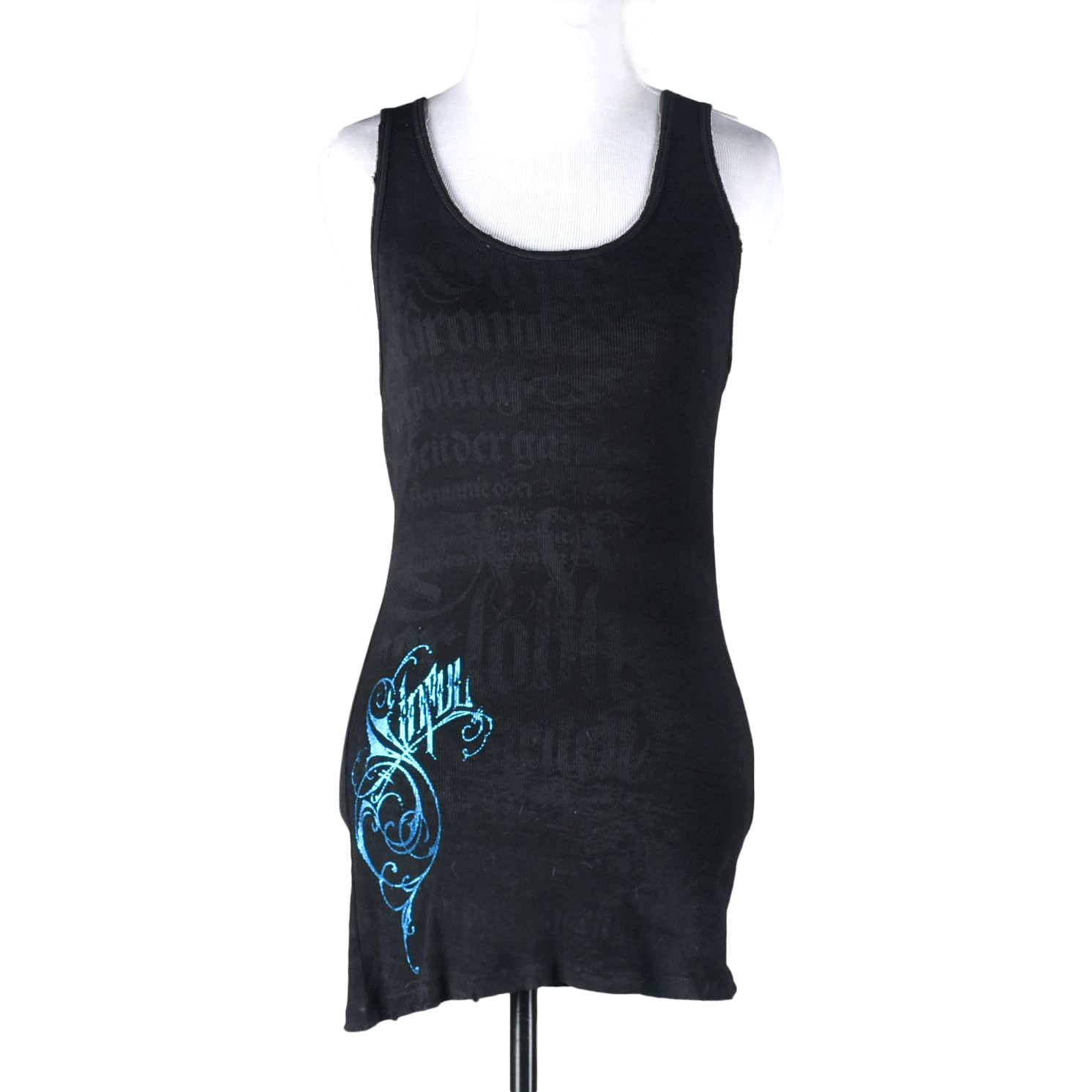 Sinful Embellished Black Cotton Print Tank