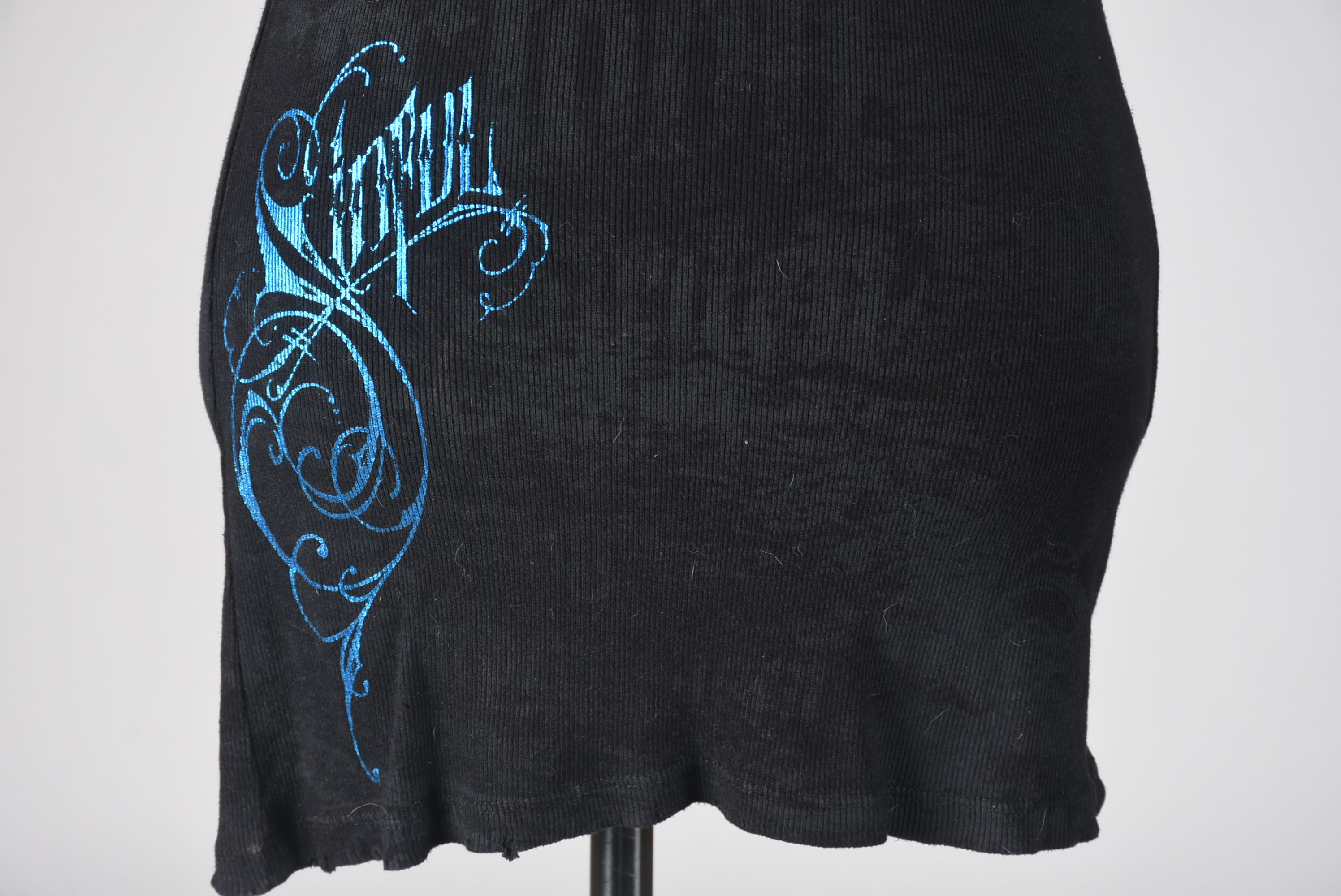 Sinful Embellished Black Cotton Print Tank