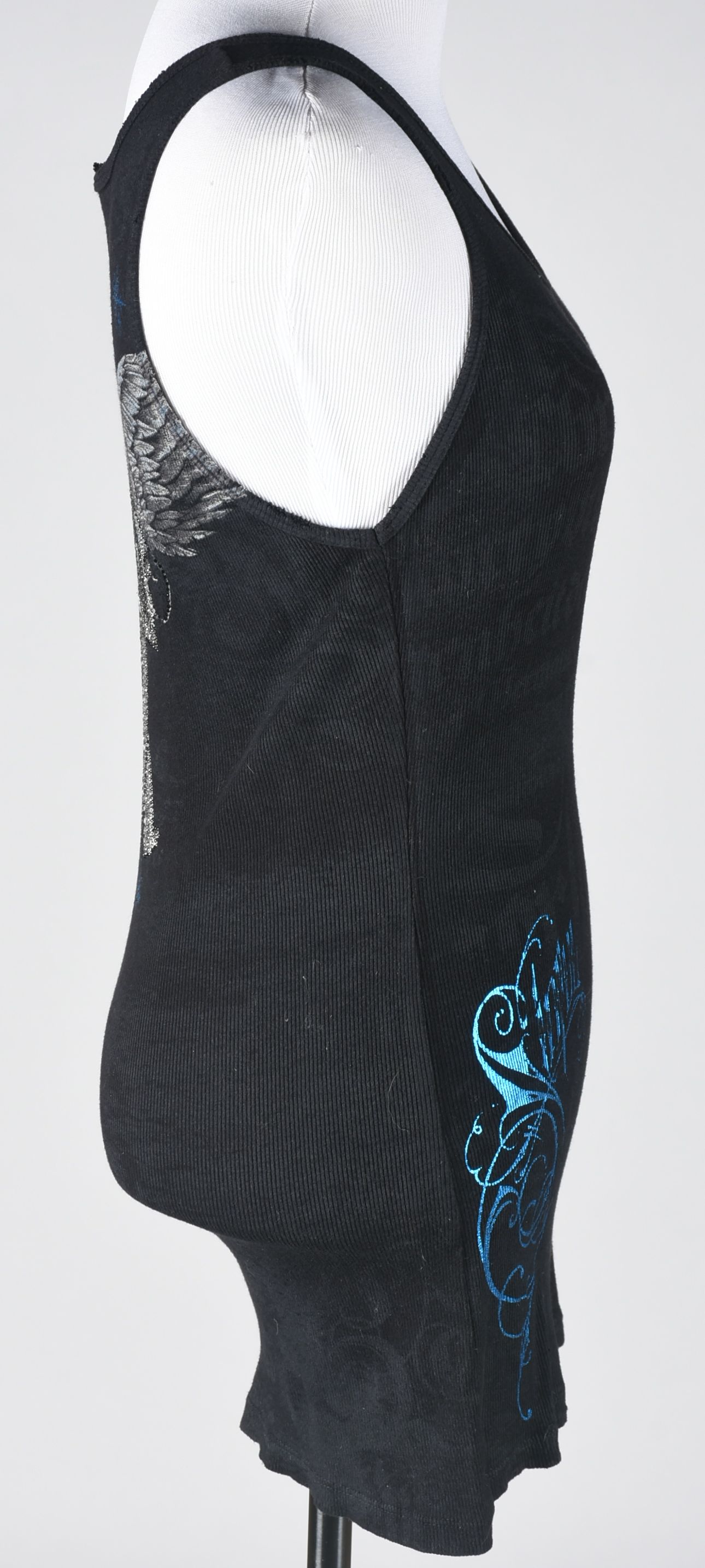 Sinful Embellished Black Cotton Print Tank