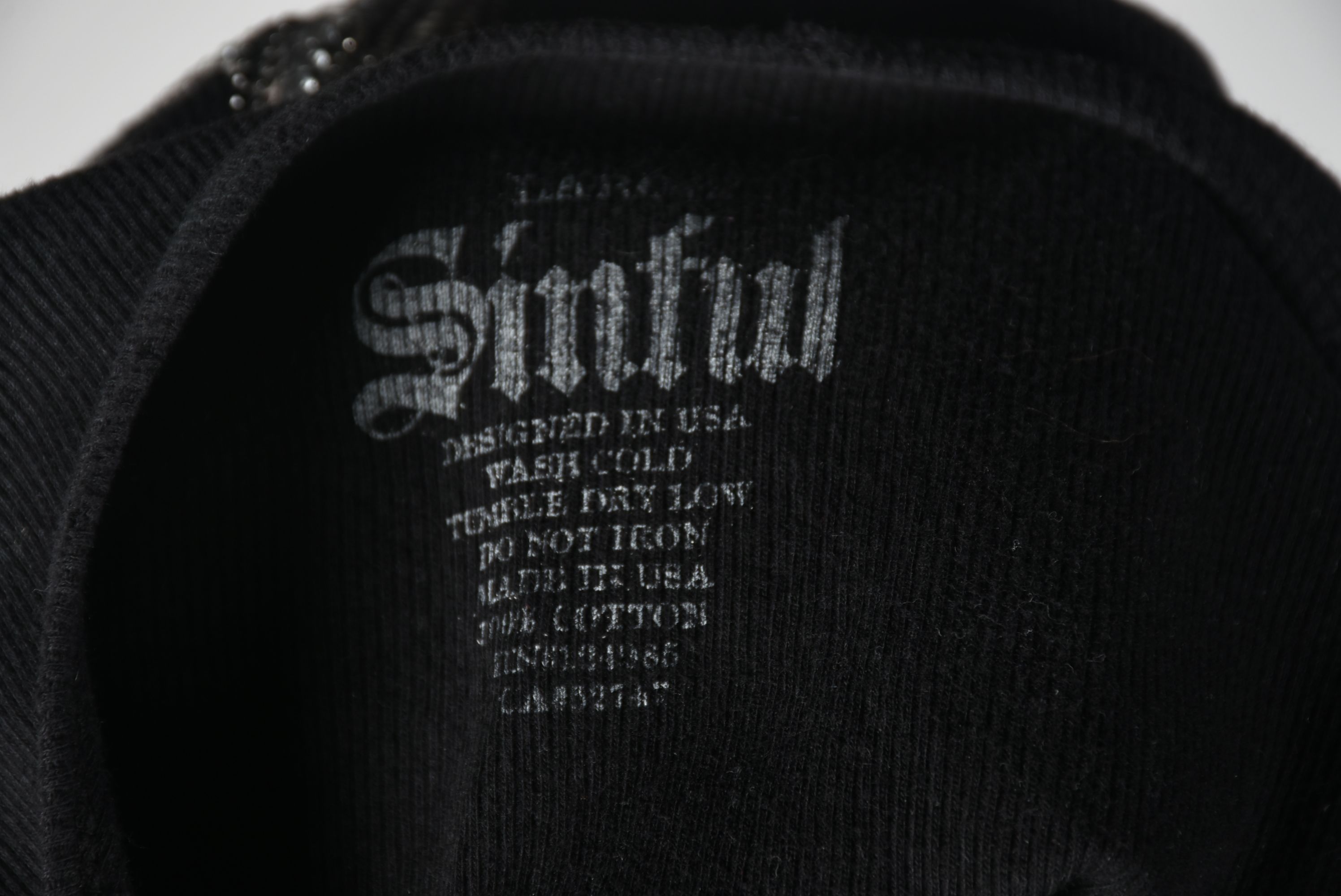 Sinful Embellished Black Cotton Print Tank