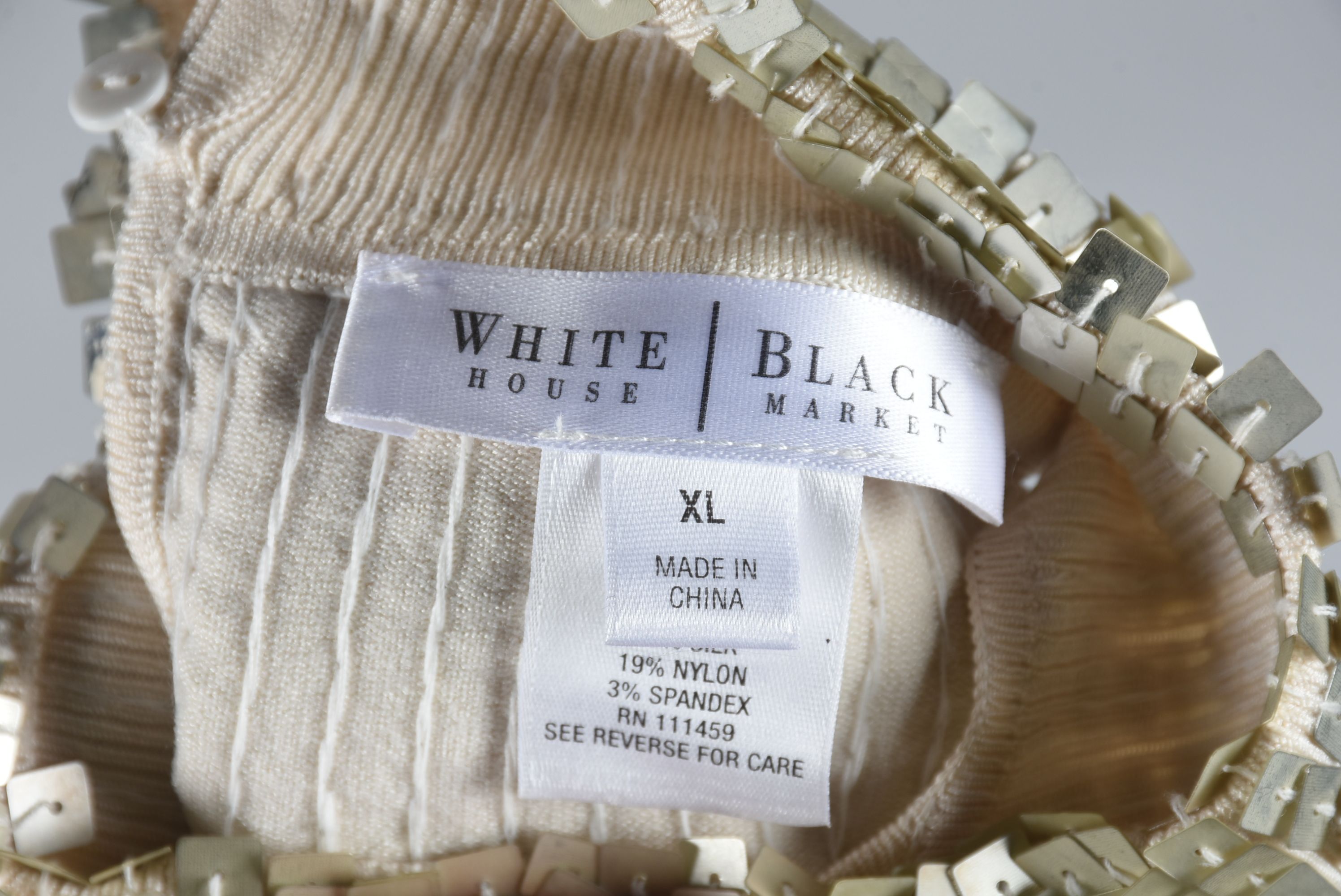 White House | Black Market Sleeveless Silk Champagne Blouse