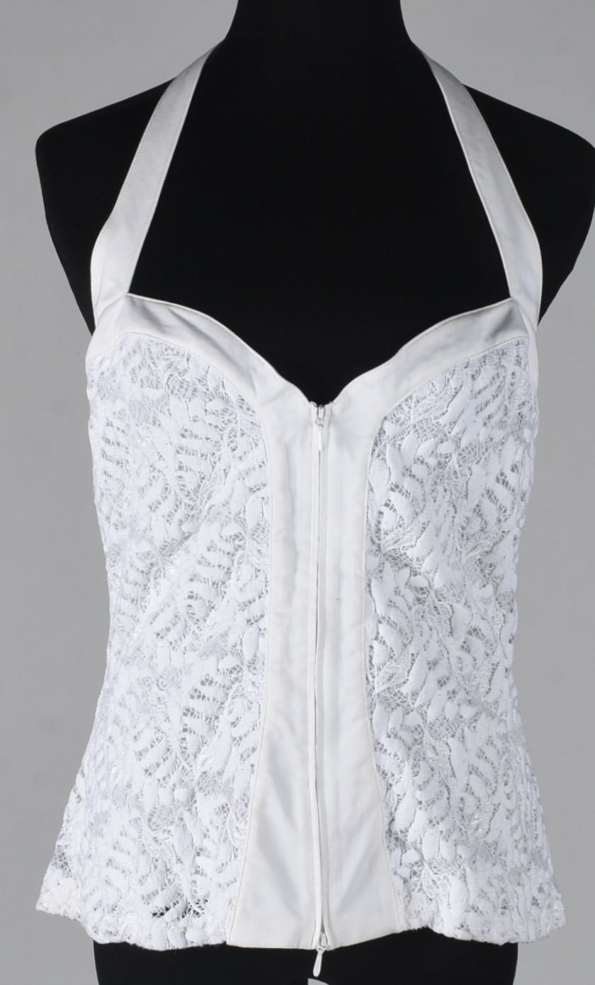 Anne Fontaine Designer Halter Top in White Lace