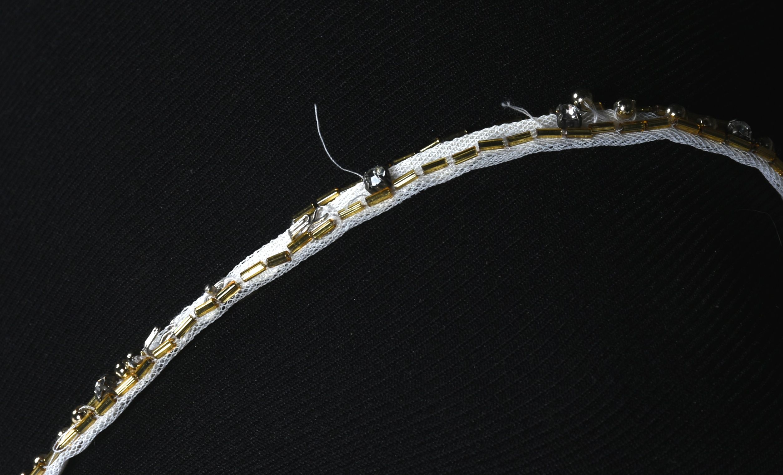 New Cache White Beaded Formal Gown