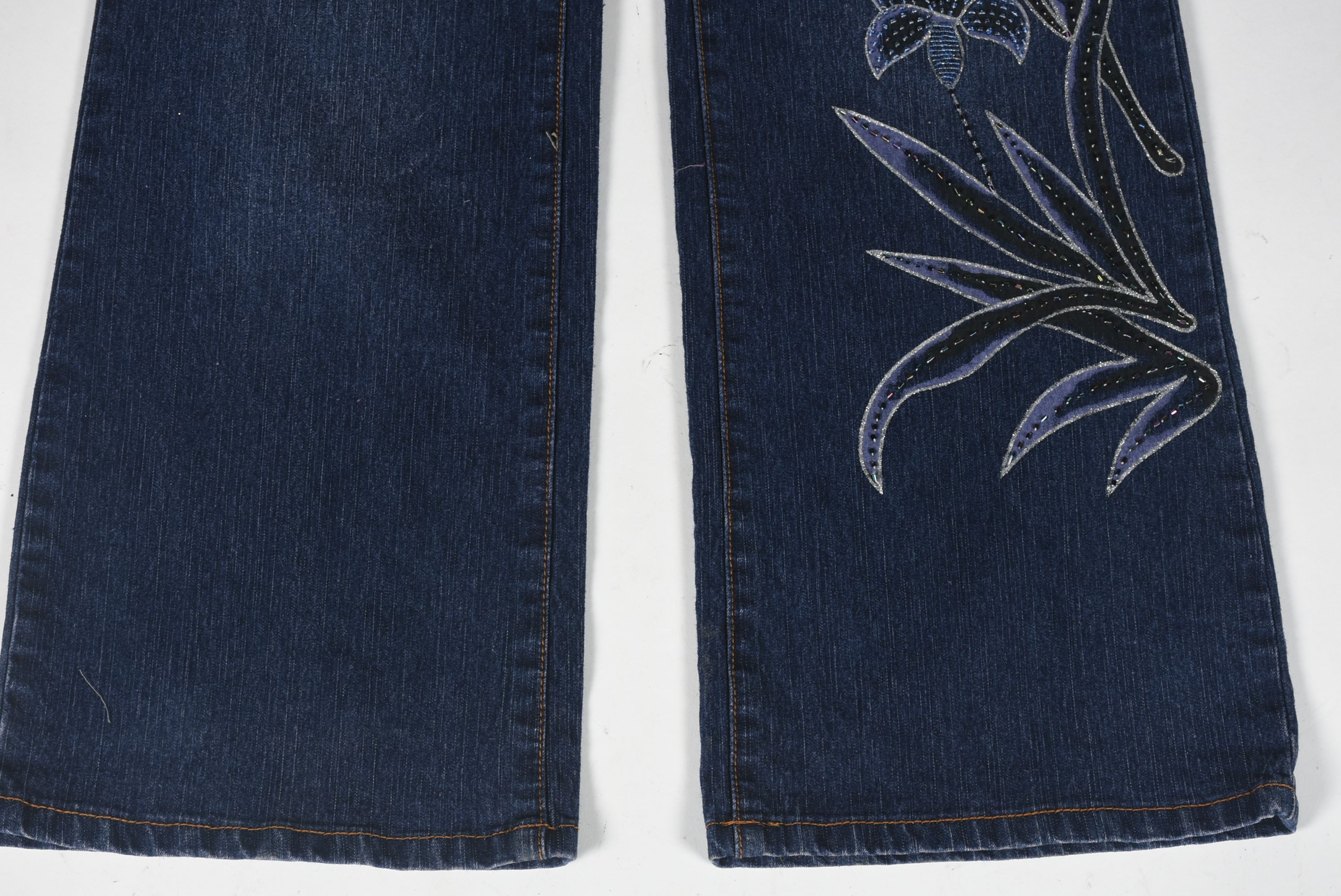 Cosmopolitan Jeanswear Jeans with Embroidered Florals Embellished with Beads