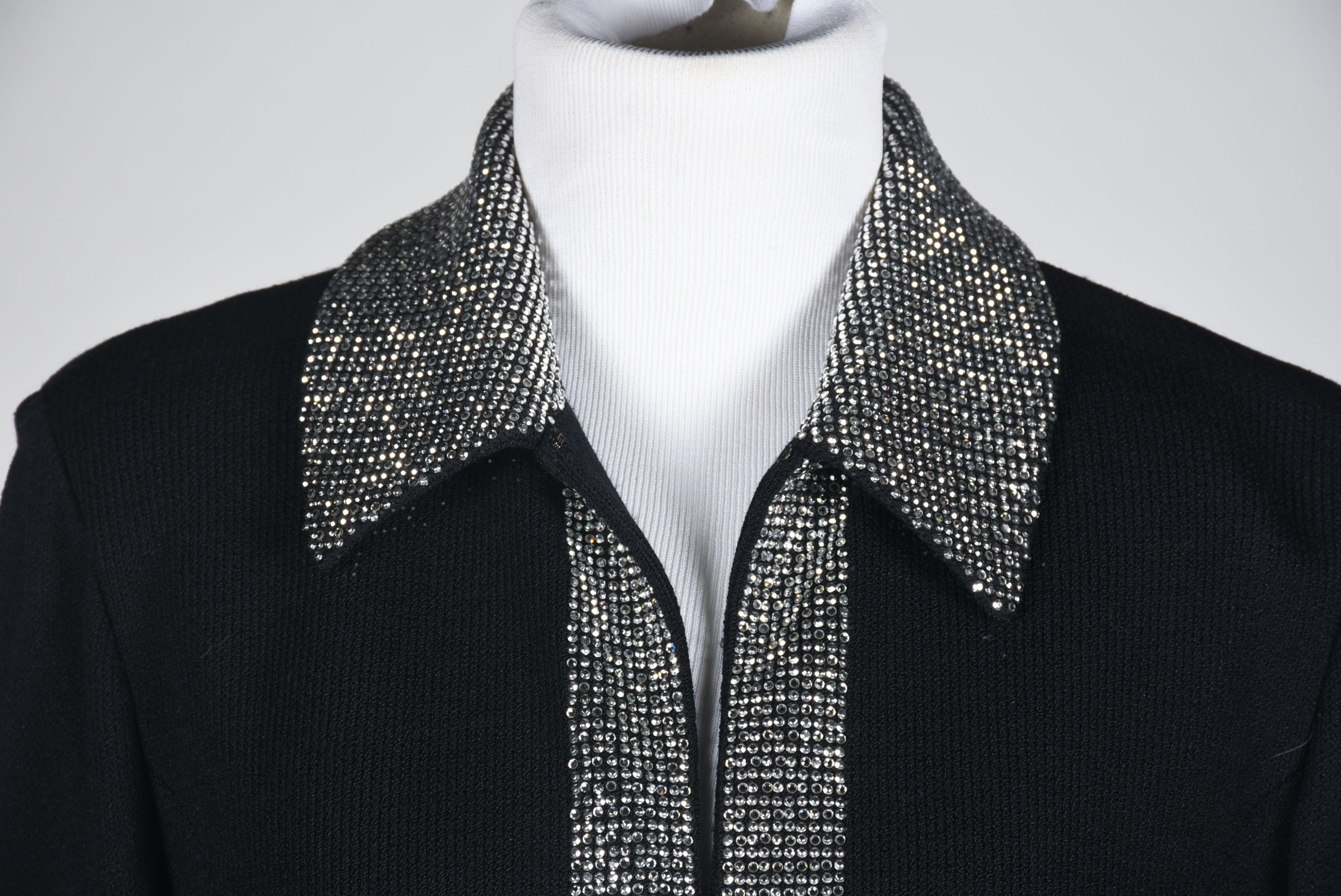 St. John Evening by Marie Gray Black Evening Jacket Embellished with Swarovski Crystal Rhinestones