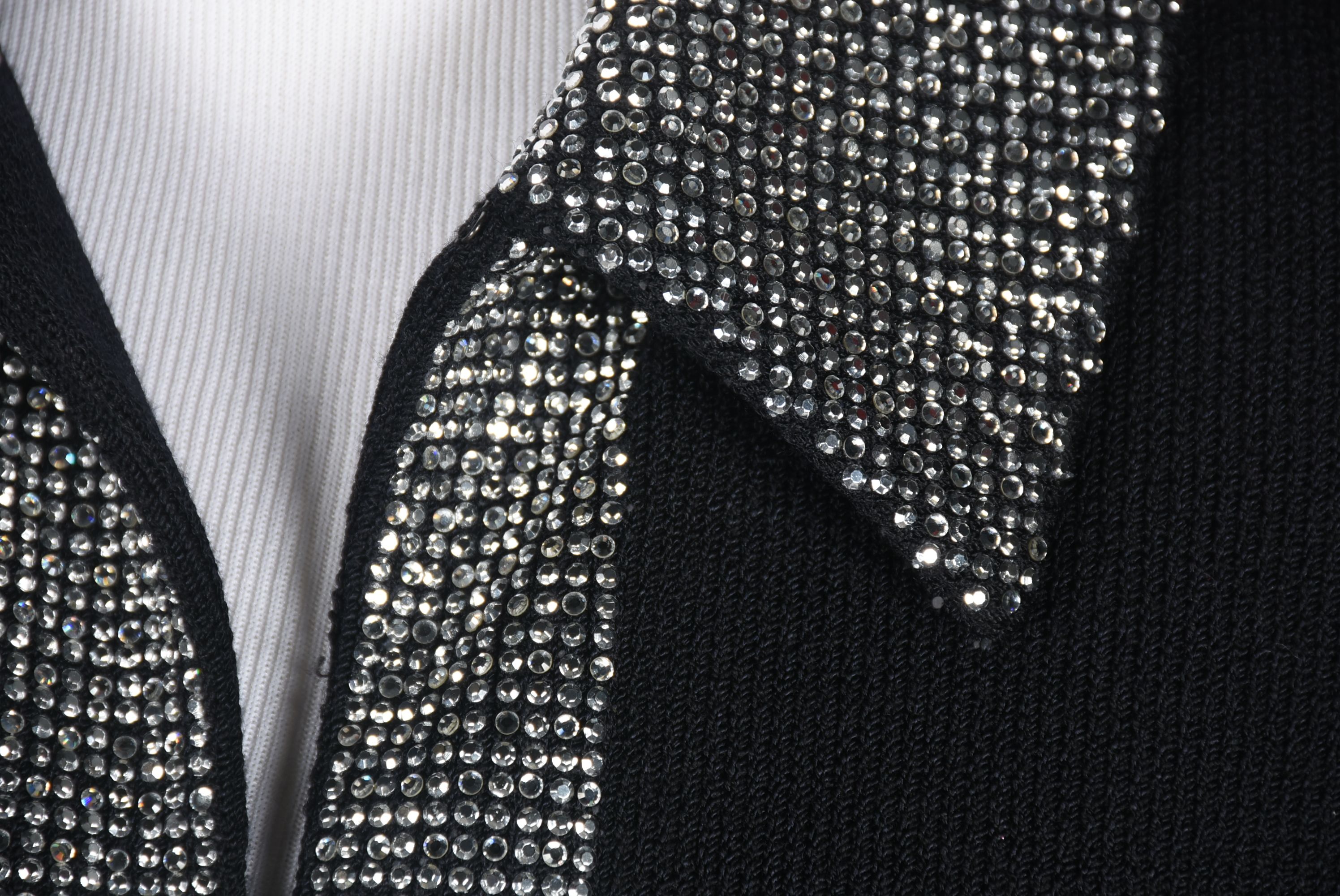 St. John Evening by Marie Gray Black Evening Jacket Embellished with Swarovski Crystal Rhinestones