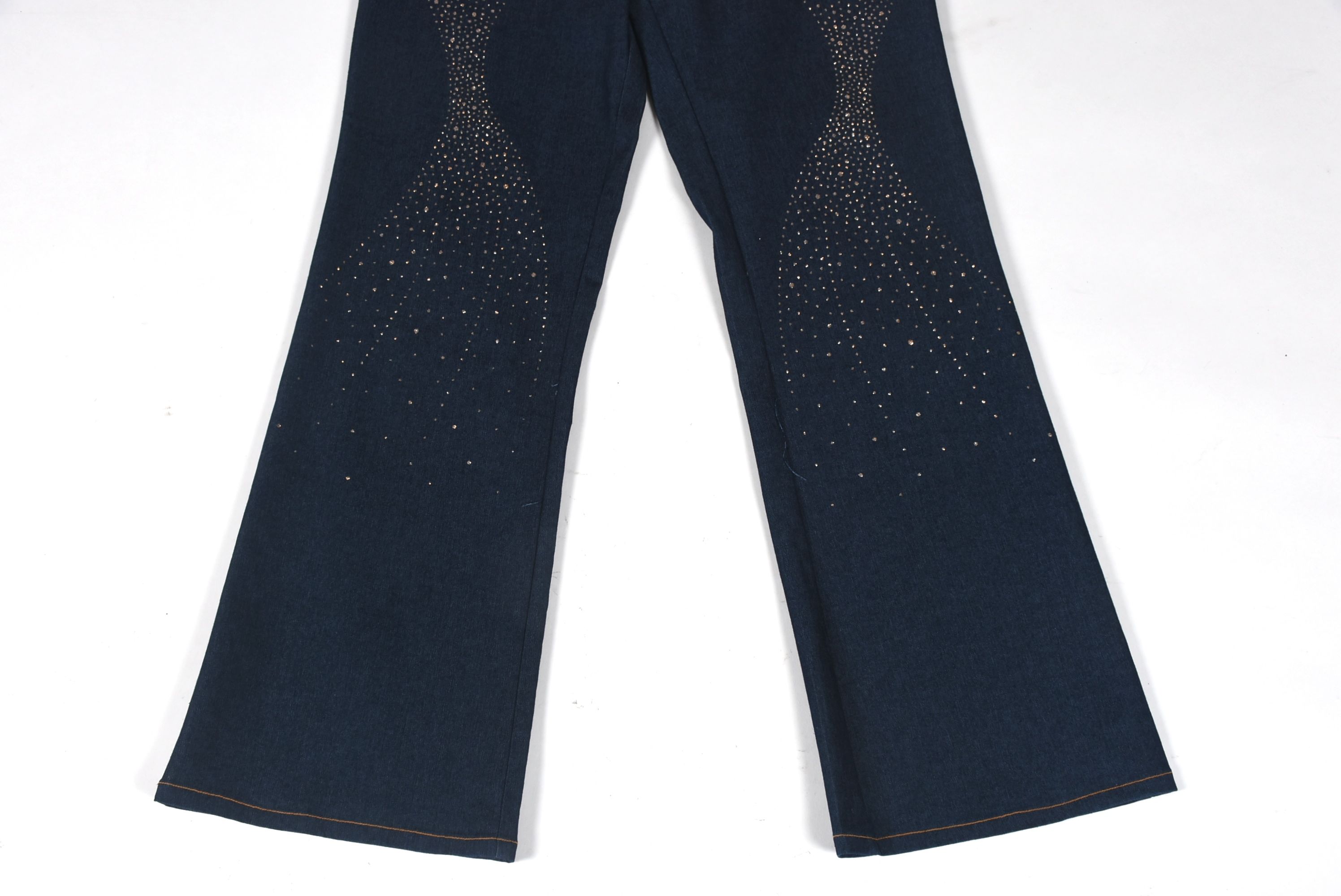To The Max Vintage Inspired Denim Jeans Accented in Gold Glitter