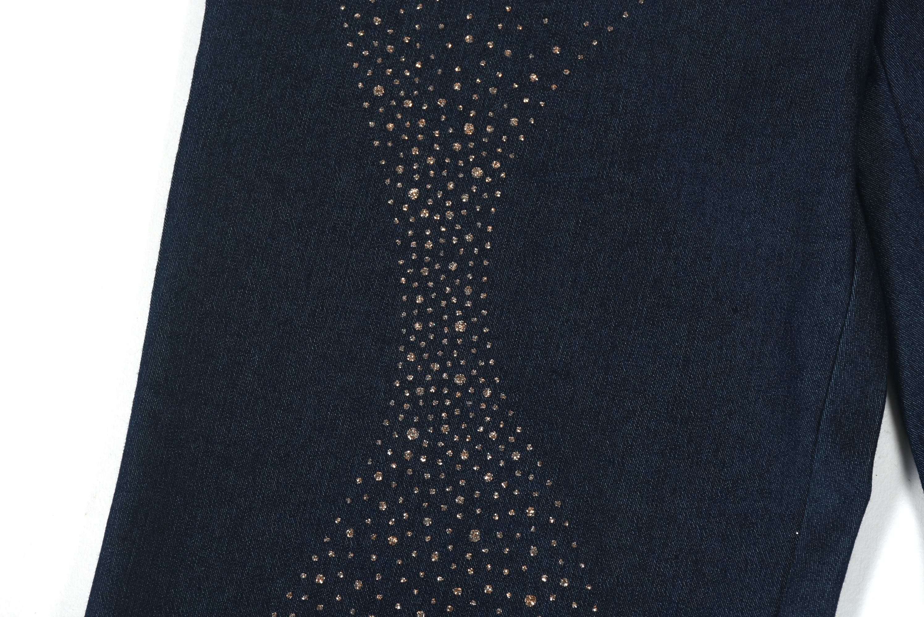 To The Max Vintage Inspired Denim Jeans Accented in Gold Glitter