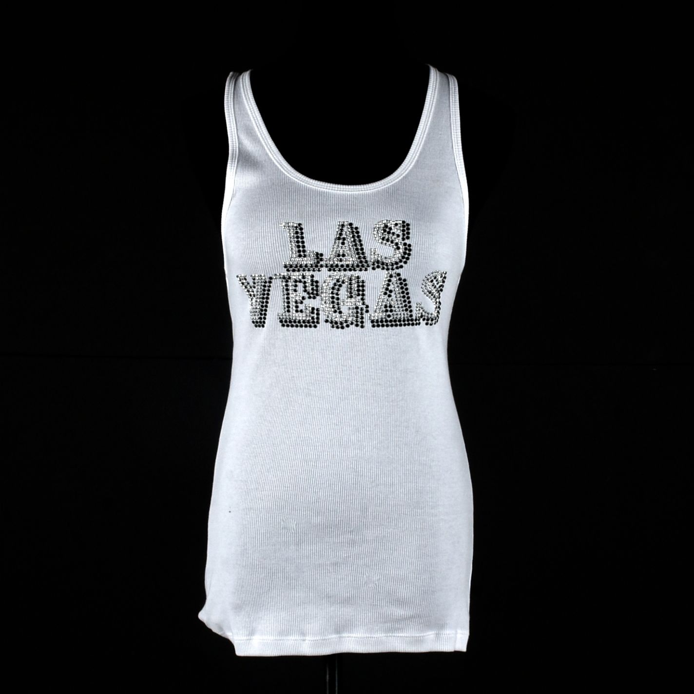 PH Brand White Cotton "Las Vegas" Tank Embellished with Crystals