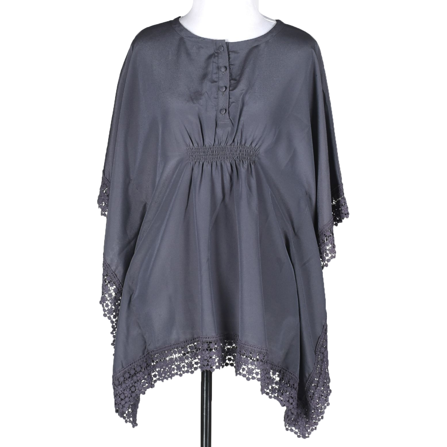 Cha Cha Vente Grey Blouse with Crochet Lace