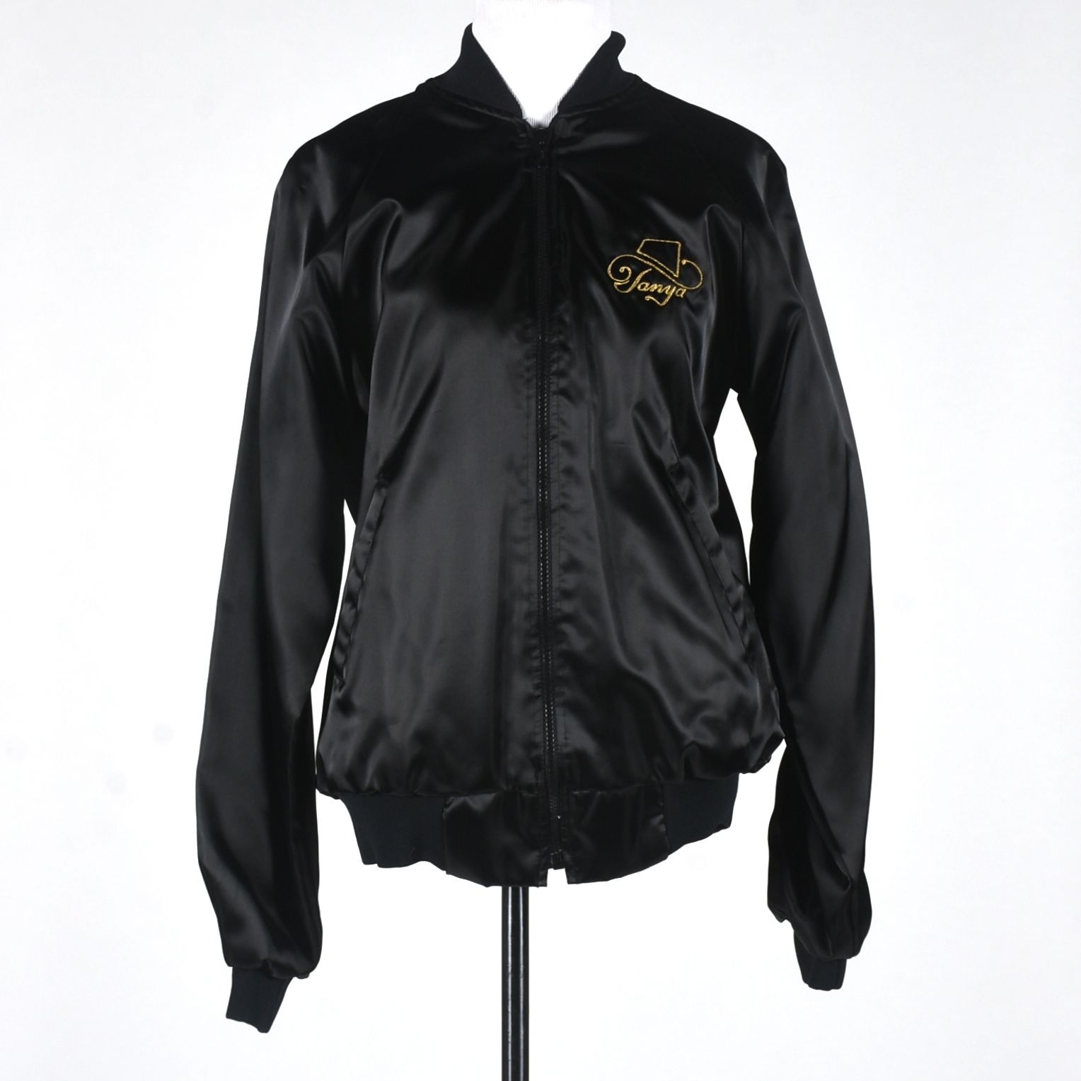 Men's Tanya Tucker Black Nylon Tour Jacket with Gold Embroidered Logo