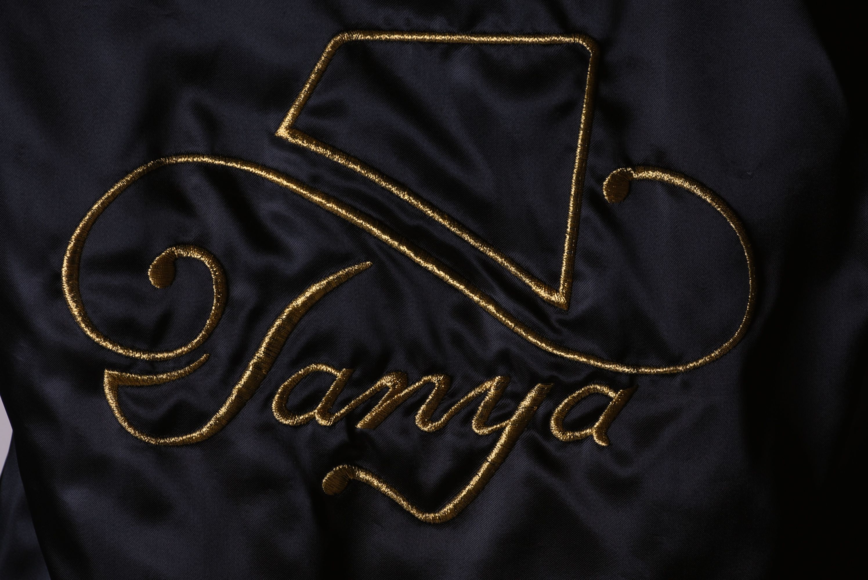Men's Tanya Tucker Black Nylon Tour Jacket with Gold Embroidered Logo