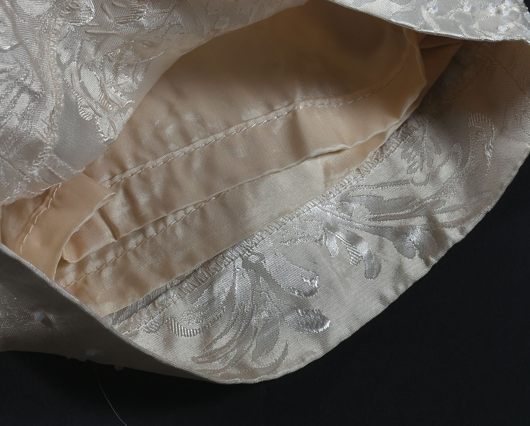 Ivory Brocade Dress Pants Embellished with Hand Sewn Beads