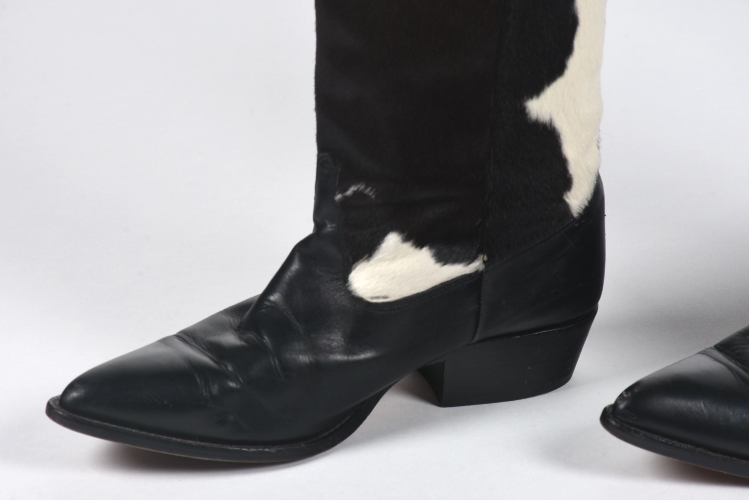 Black Leather and Pony Hair Zodiac Boots