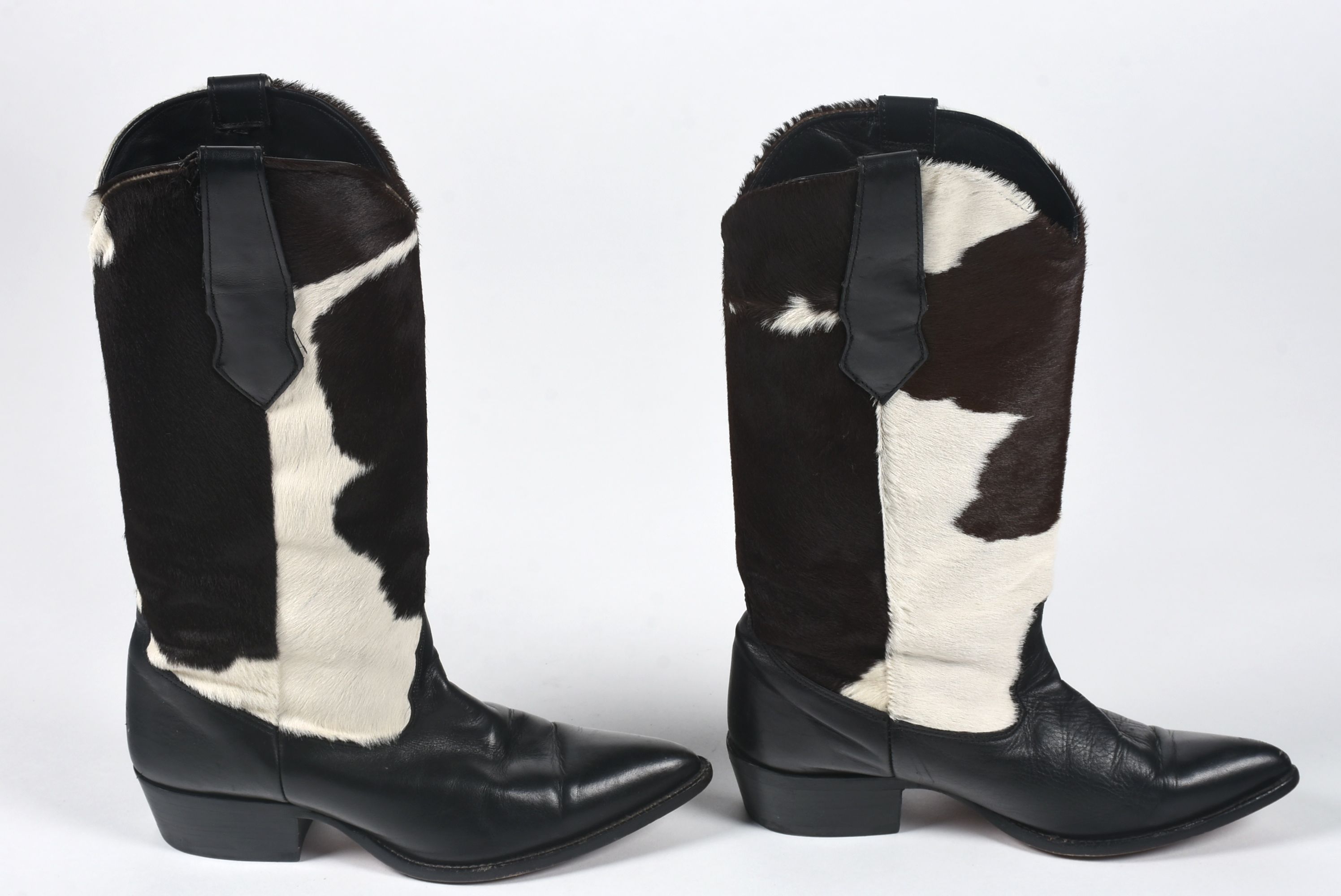 Black Leather and Pony Hair Zodiac Boots