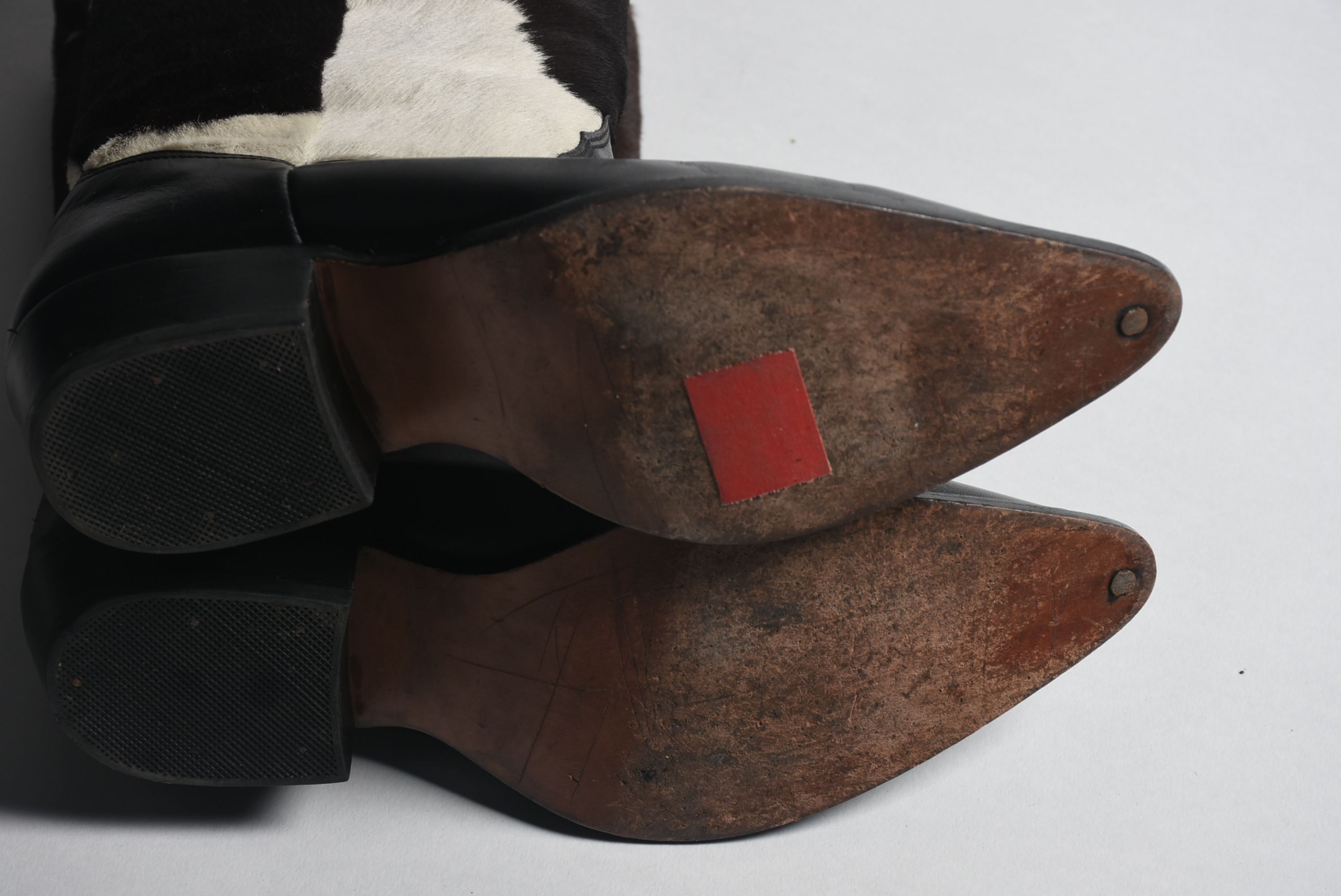 Black Leather and Pony Hair Zodiac Boots