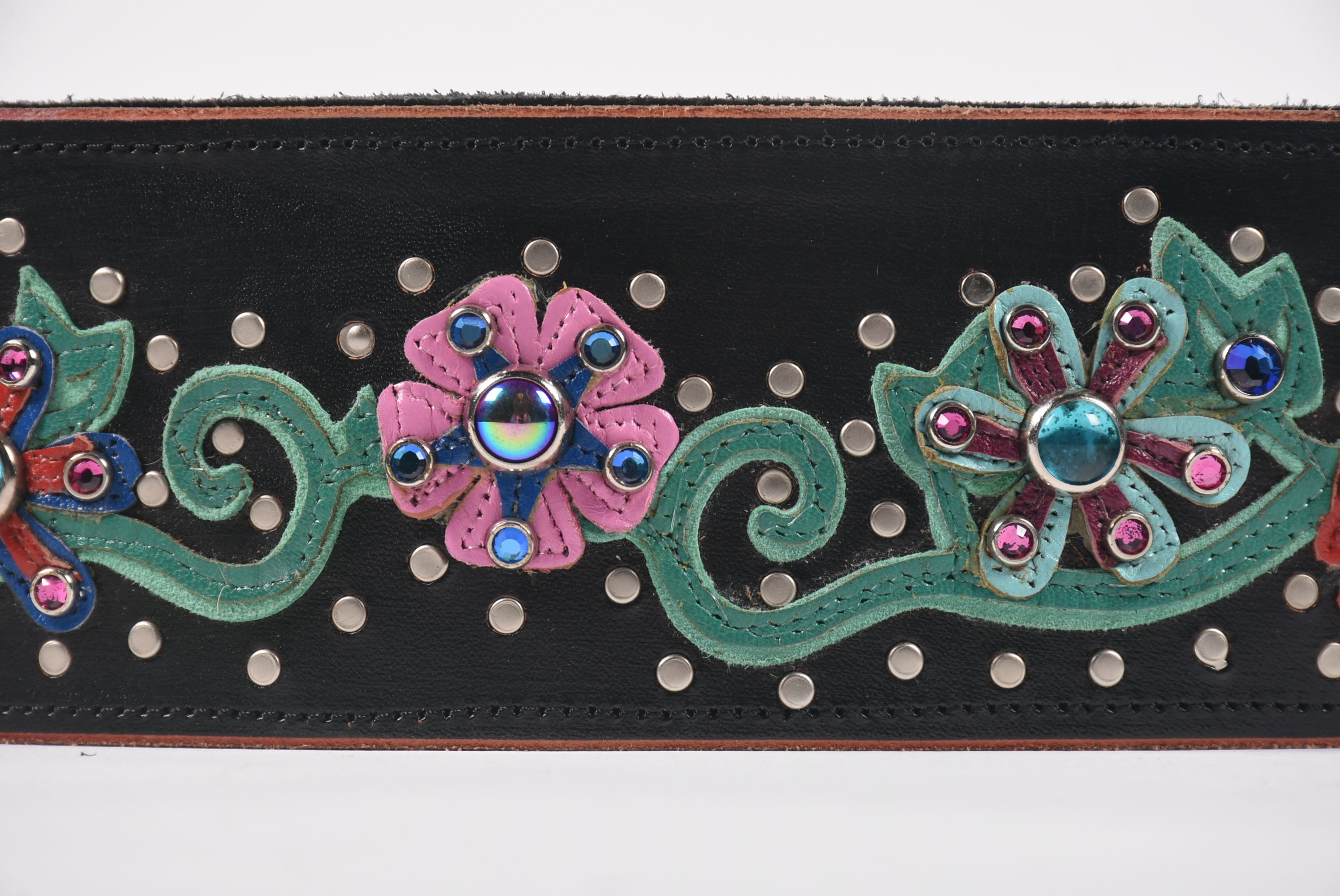 Custom Jeri Hart Embellished Leather Guitar Strap with Tanya Tucker Logo