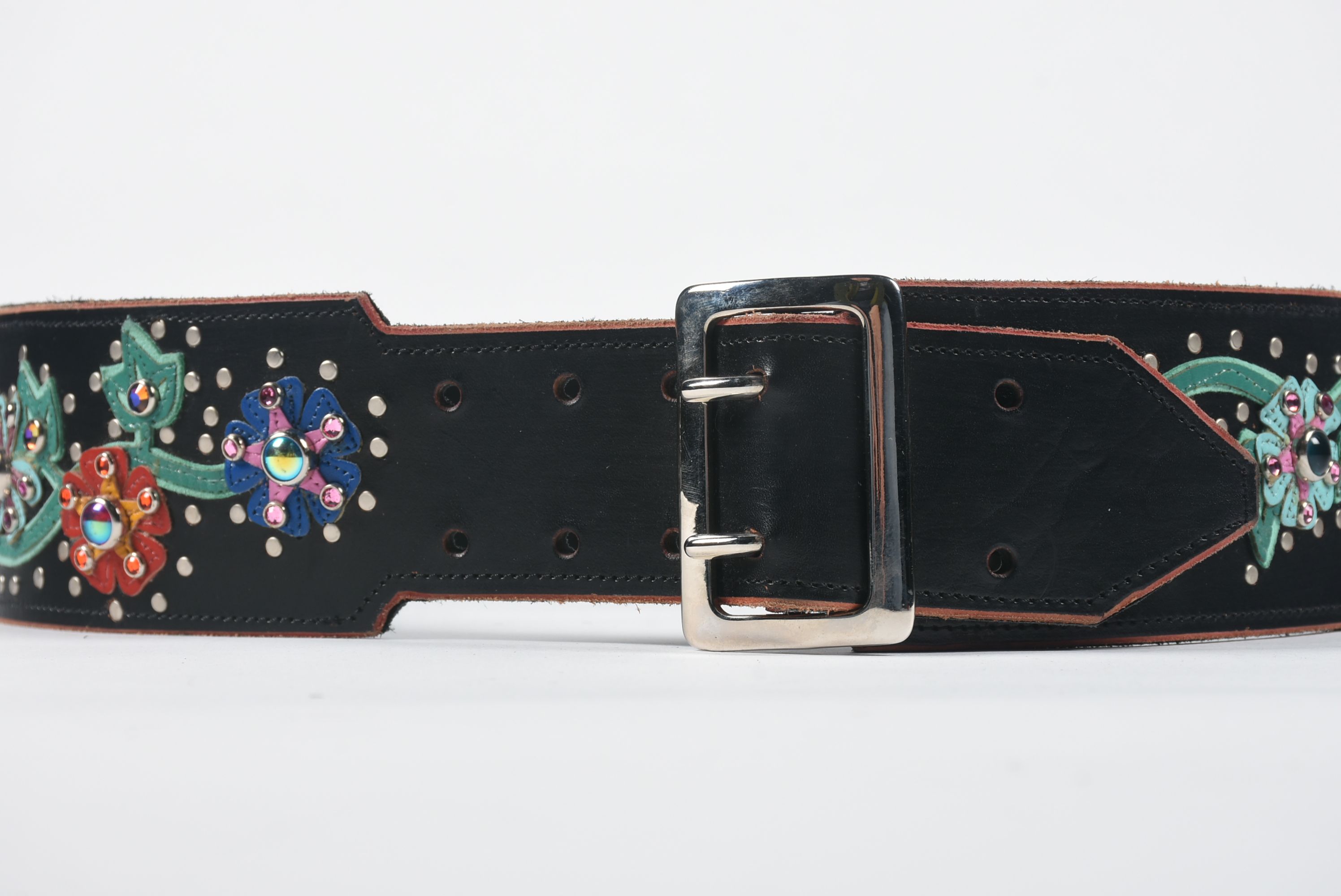 Custom Jeri Hart Embellished Leather Guitar Strap with Tanya Tucker Logo