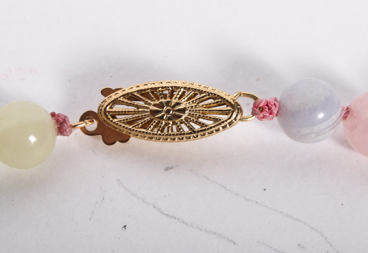 Stone Bead Necklace with 14k Yellow Gold Clasp