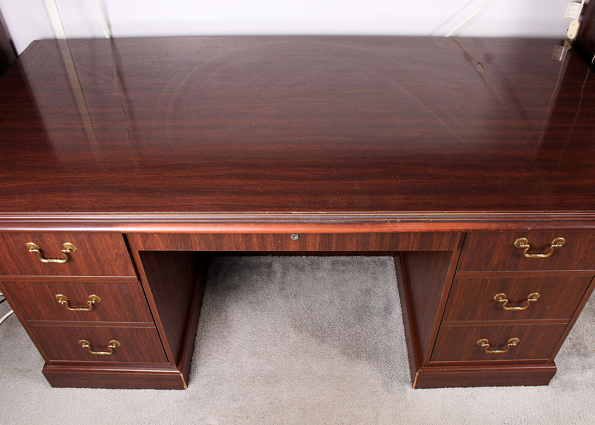 Contemporary Mahogany Executive Desk