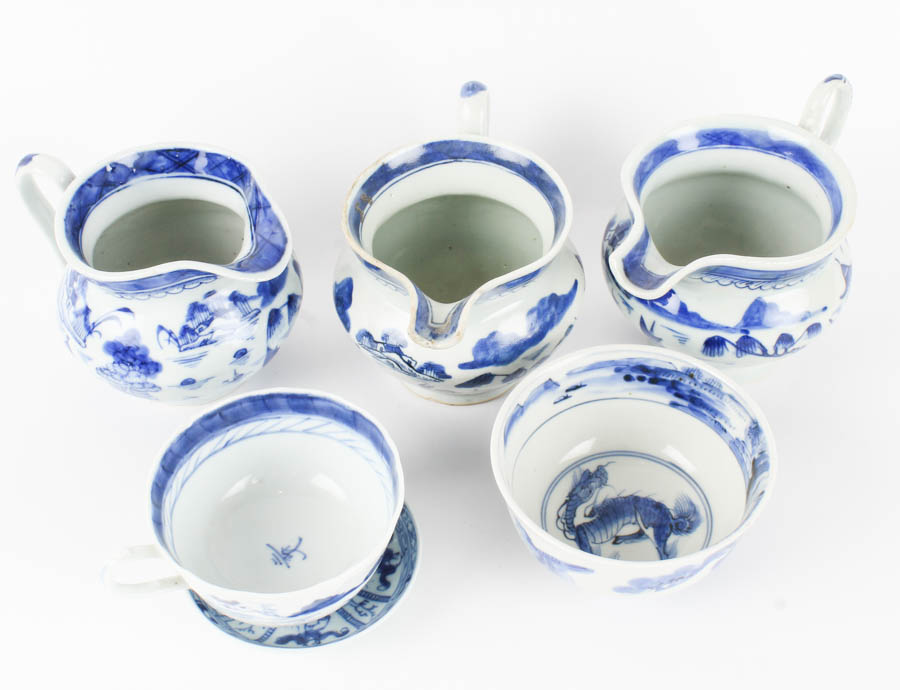Grouping of Chinese Blue and White Items Inculding Blue Canton