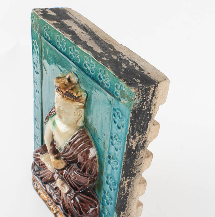 Pair of Glazed Stone Buddhist Plaques
