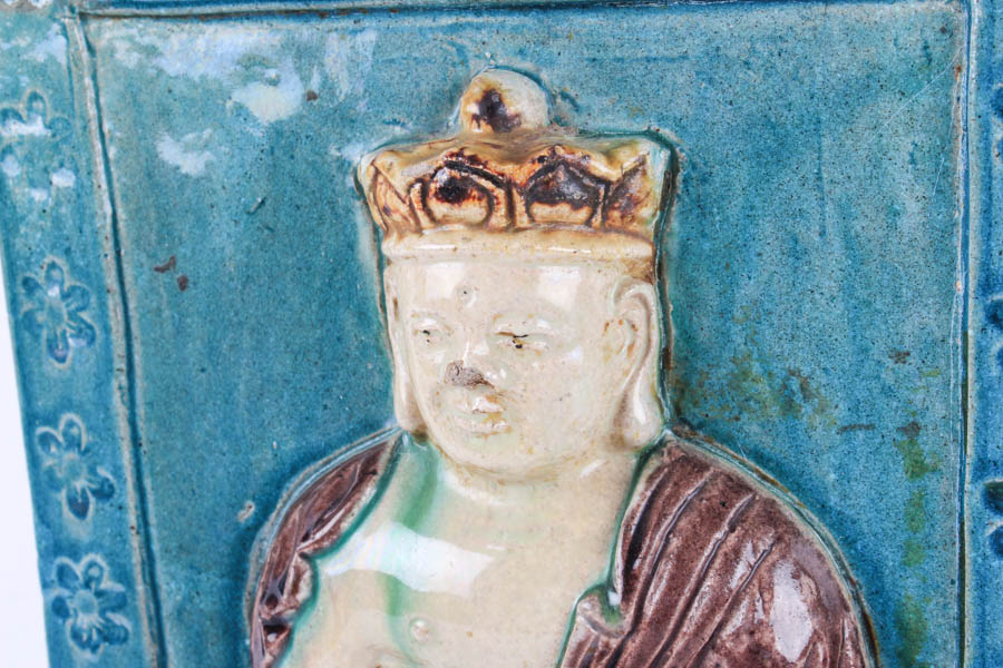 Pair of Glazed Stone Buddhist Plaques