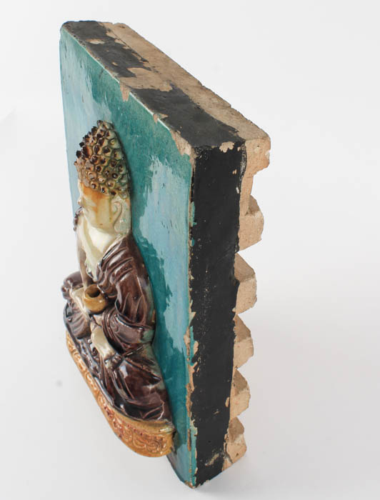 Pair of Glazed Stone Buddhist Plaques