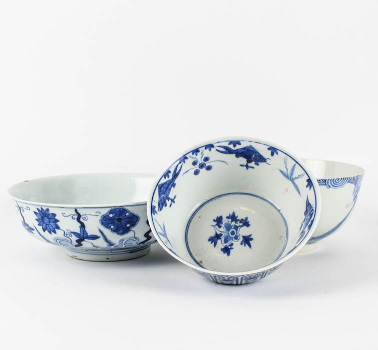 Selection of Chinese Blue and White China Bowls