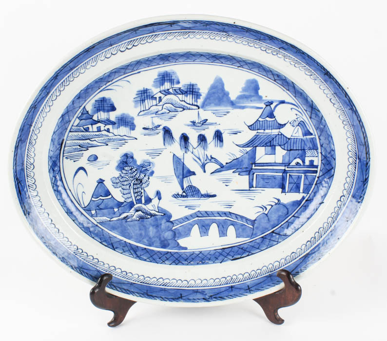Collection of Chinese Blue Canton Ceramic Platters