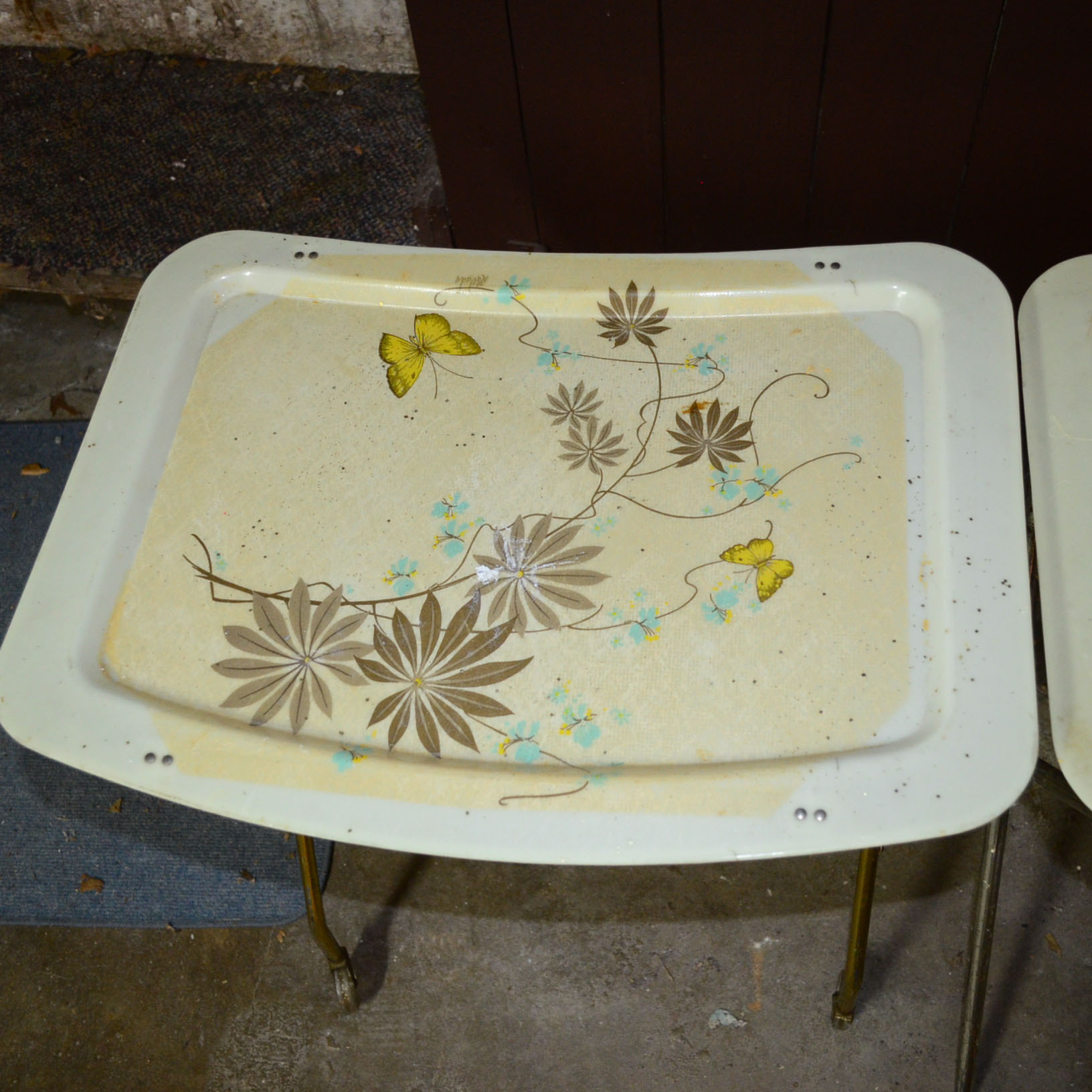 Pair Of Vintage Metal Folding TV Trays