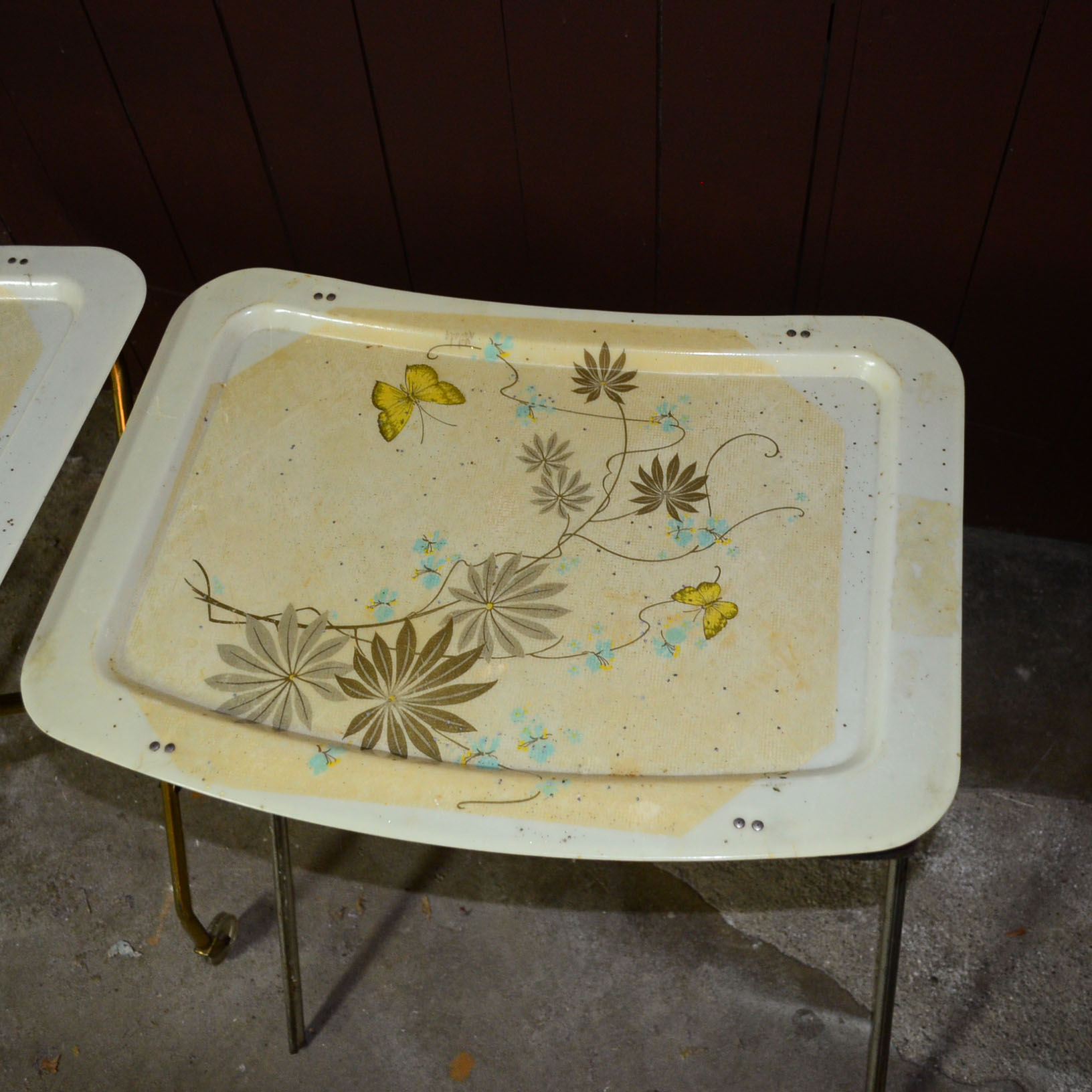 Pair Of Vintage Metal Folding TV Trays