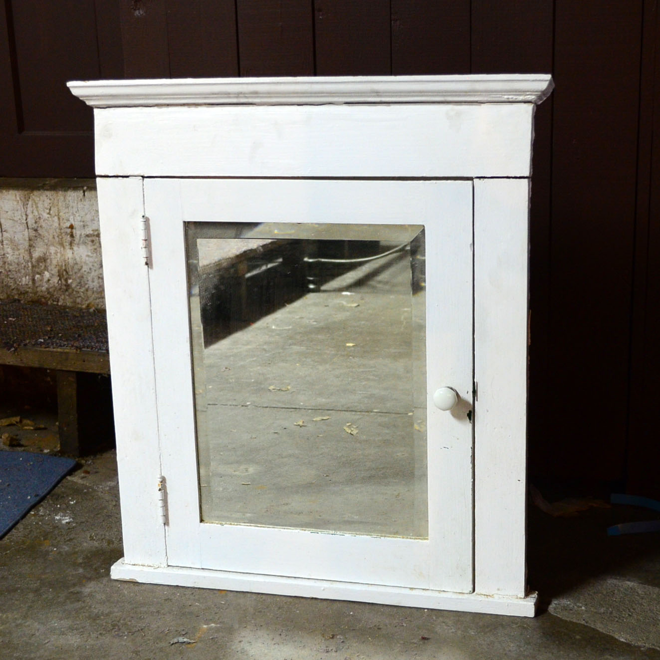 Painted White Wooden Medicine Cabinet