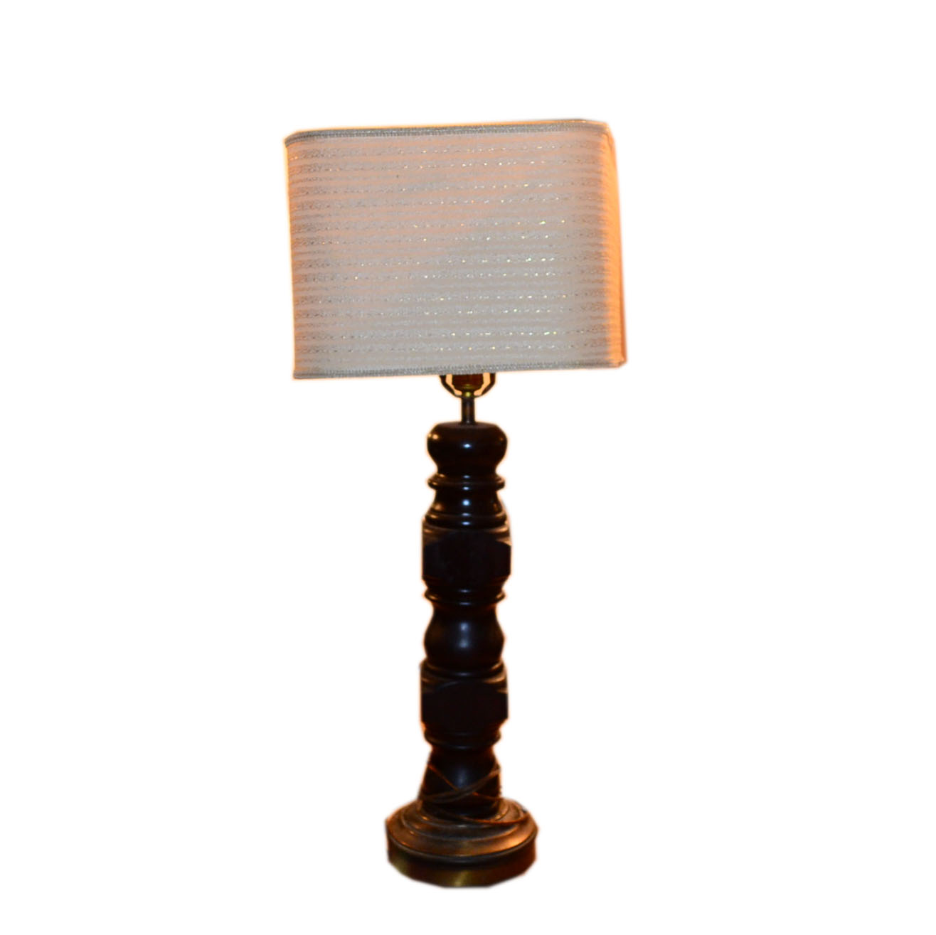 Vintage Wooden Table Lamp with Square Shade