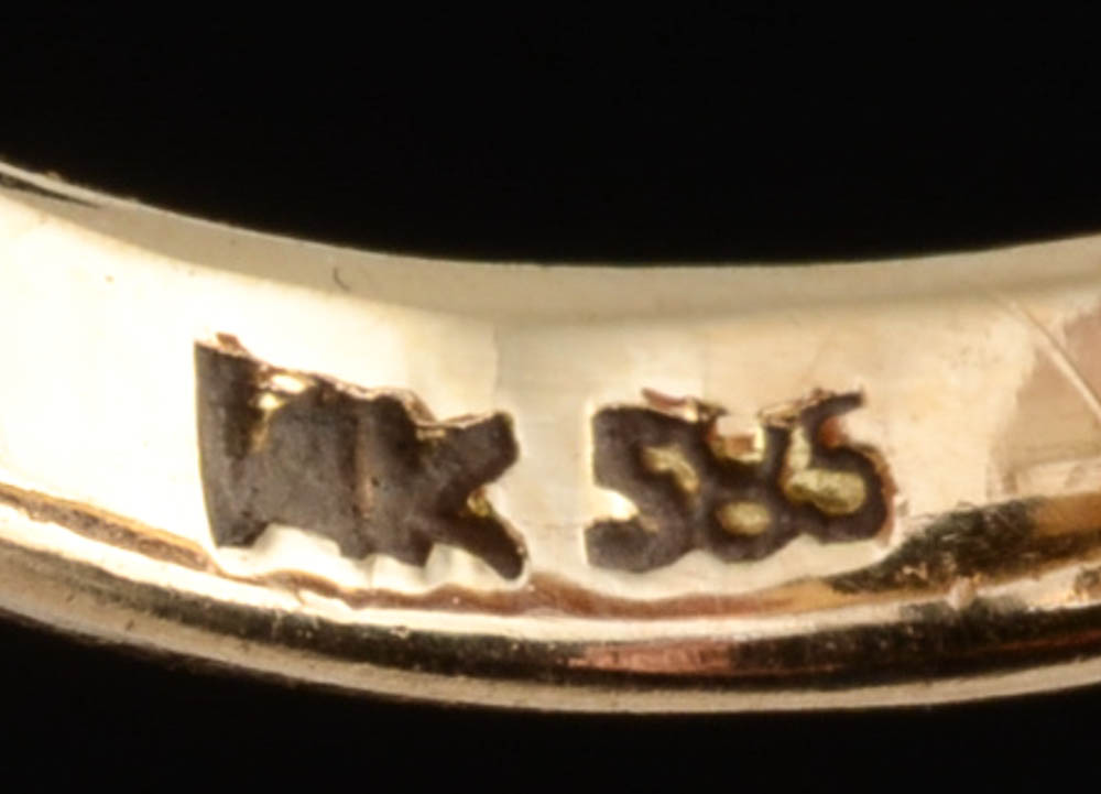 14K Yellow Gold, Carved Coral, and Diamond Bypass Ring