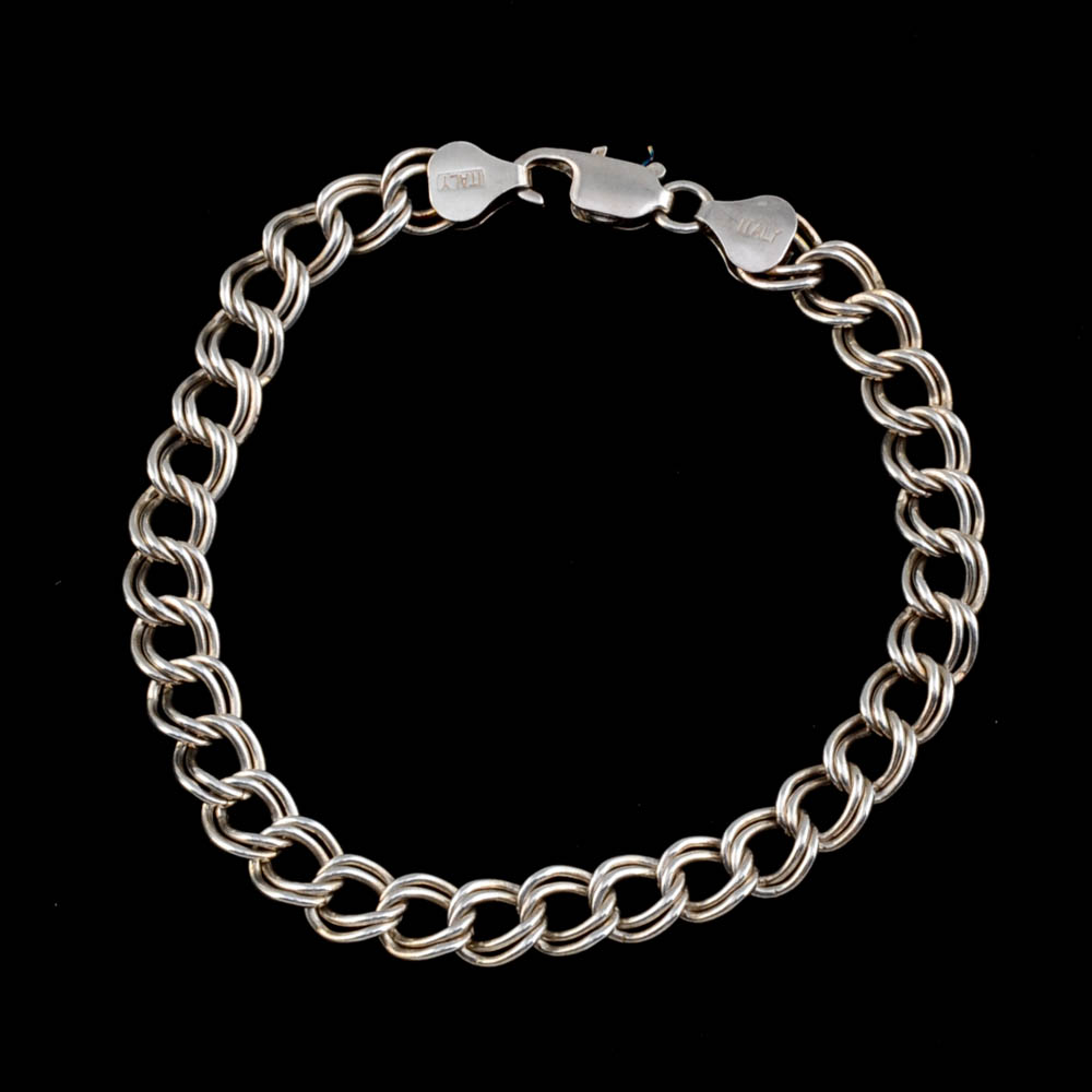Sterling Double Twist Chain Bracelet