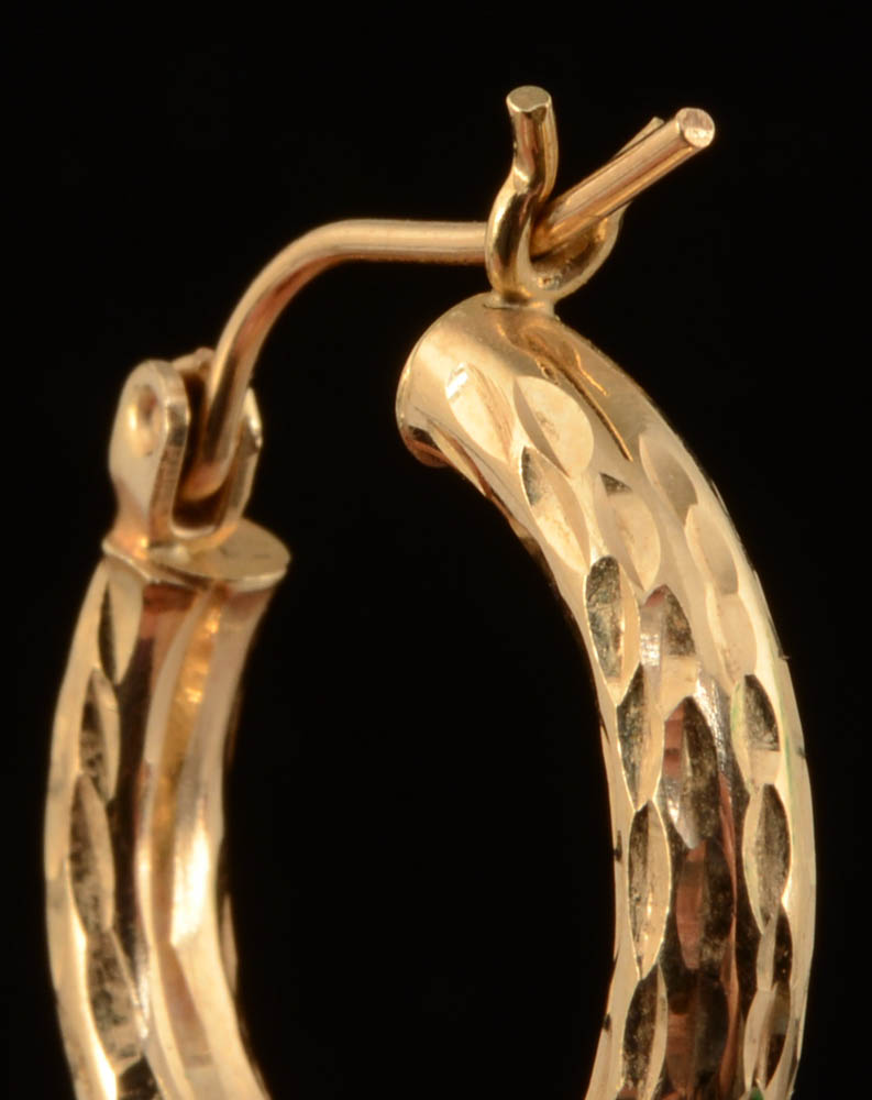 Pair of 14K Yellow Gold Hoop Earrings