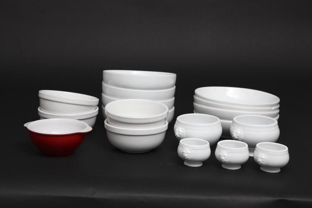Grouping of White China Bowls