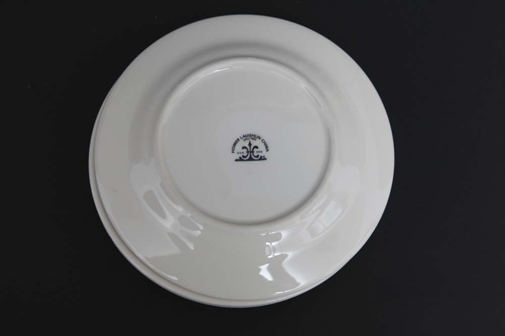 Grouping of White China Mugs and Plates