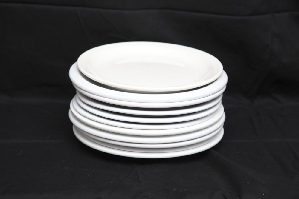 Assortment of White China Plates