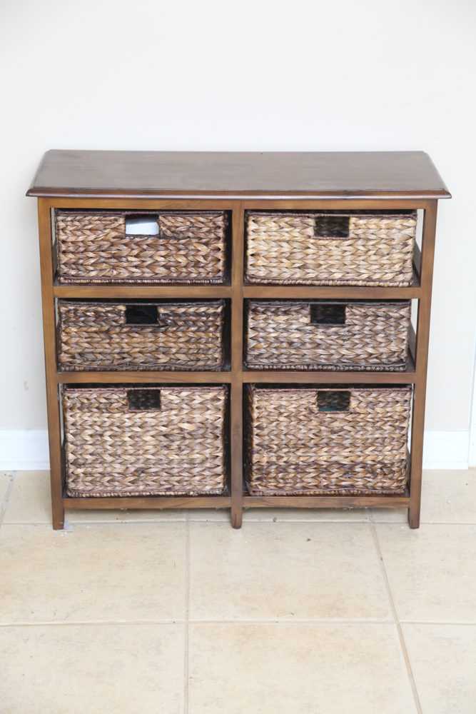 Pine Case With Wicker Drawers