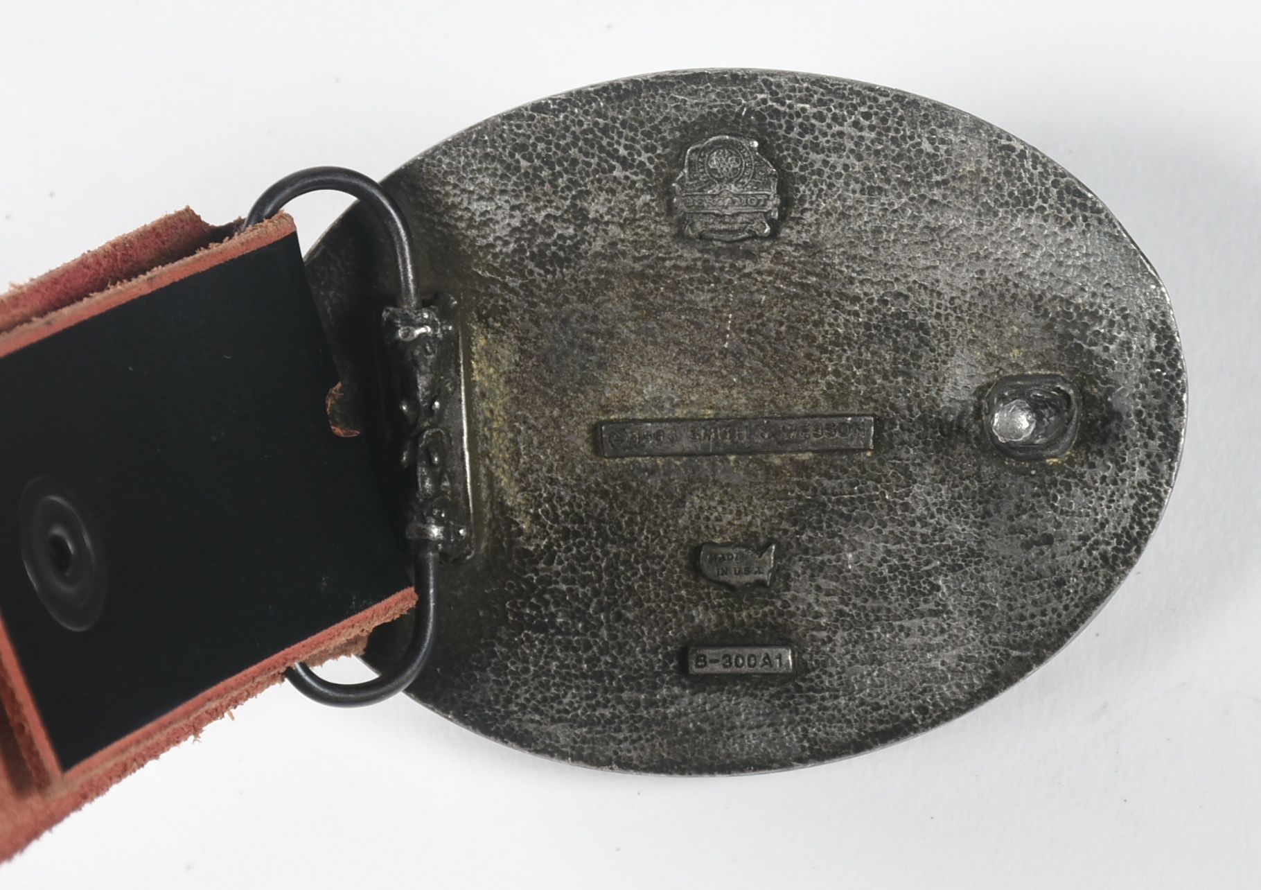 A Pair of Custom Jeri Hart Multi-Color Leather Belts in Off-White and Black with Rhinestones