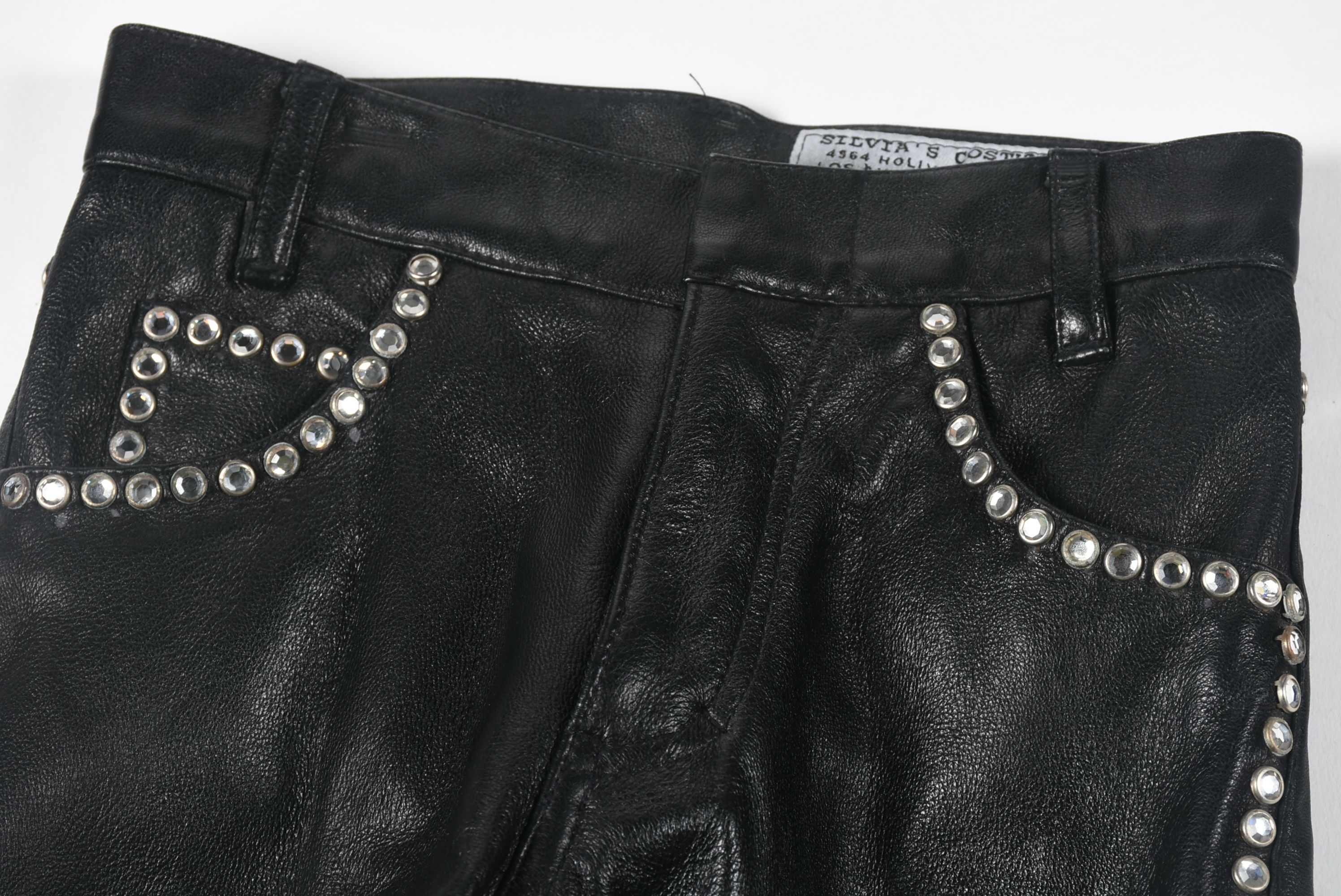 Silvia's Costumes of Hollywood Vintage Black Leather and Rhinestone Stage Ensemble