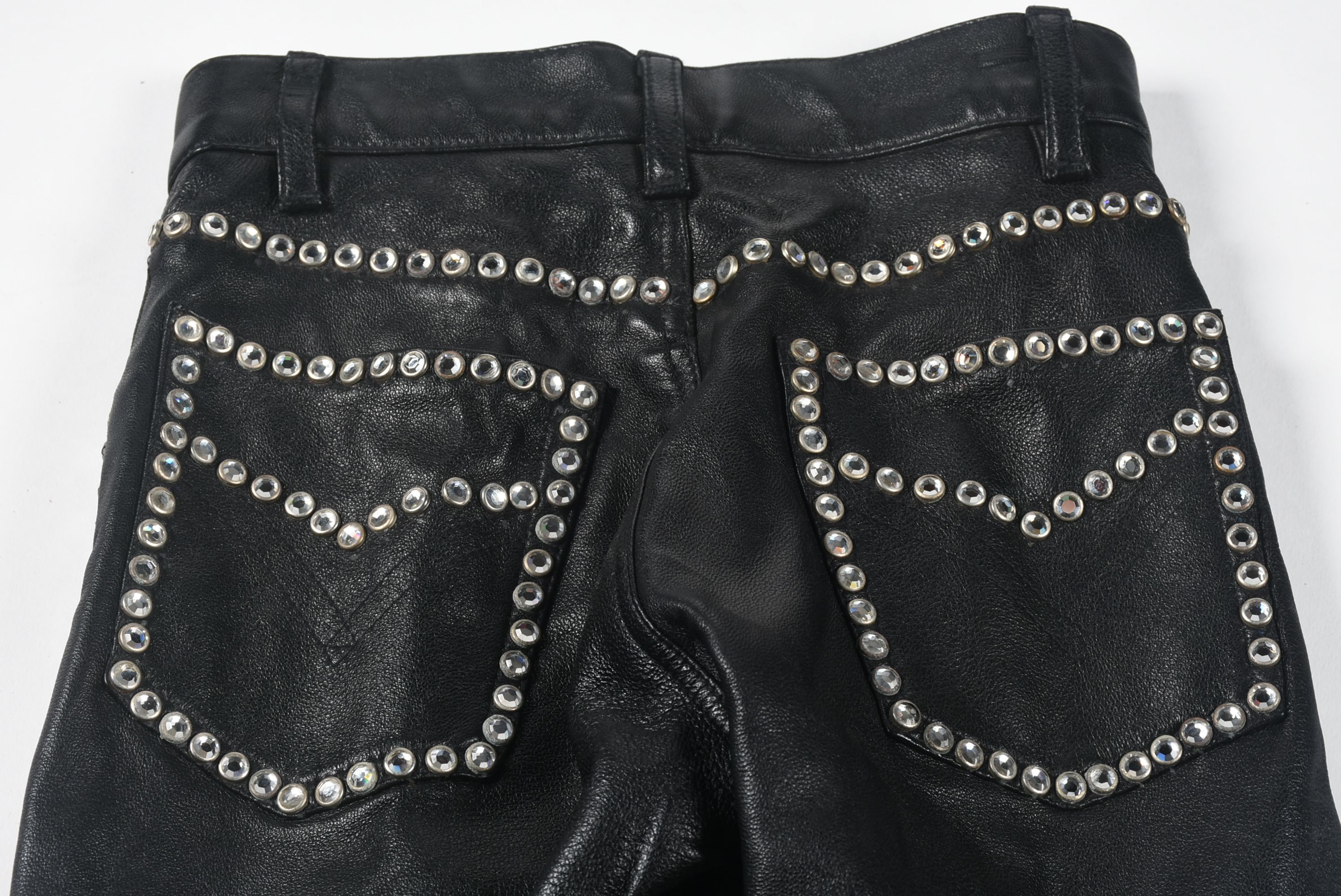 Silvia's Costumes of Hollywood Vintage Black Leather and Rhinestone Stage Ensemble