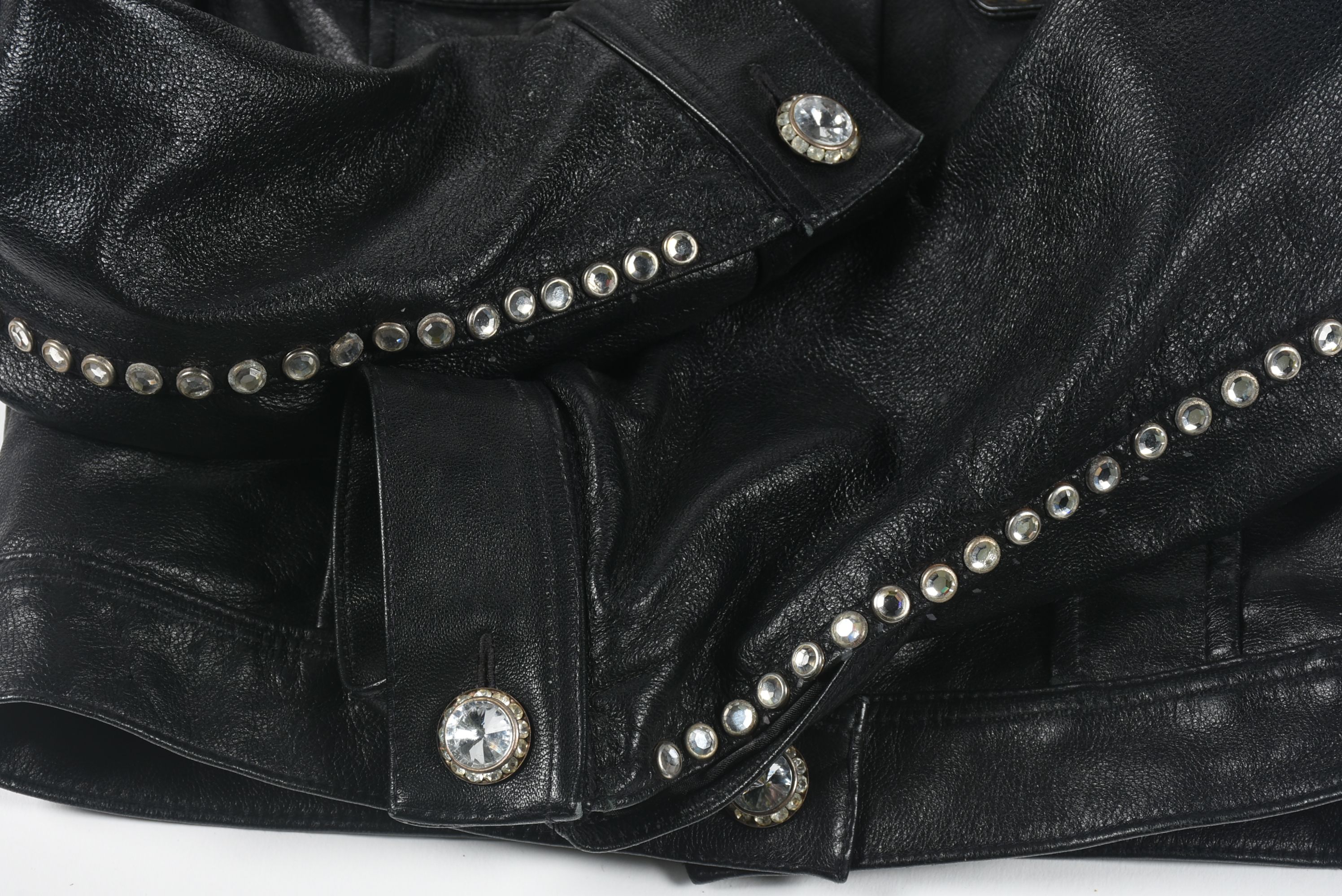 Silvia's Costumes of Hollywood Vintage Black Leather and Rhinestone Stage Ensemble