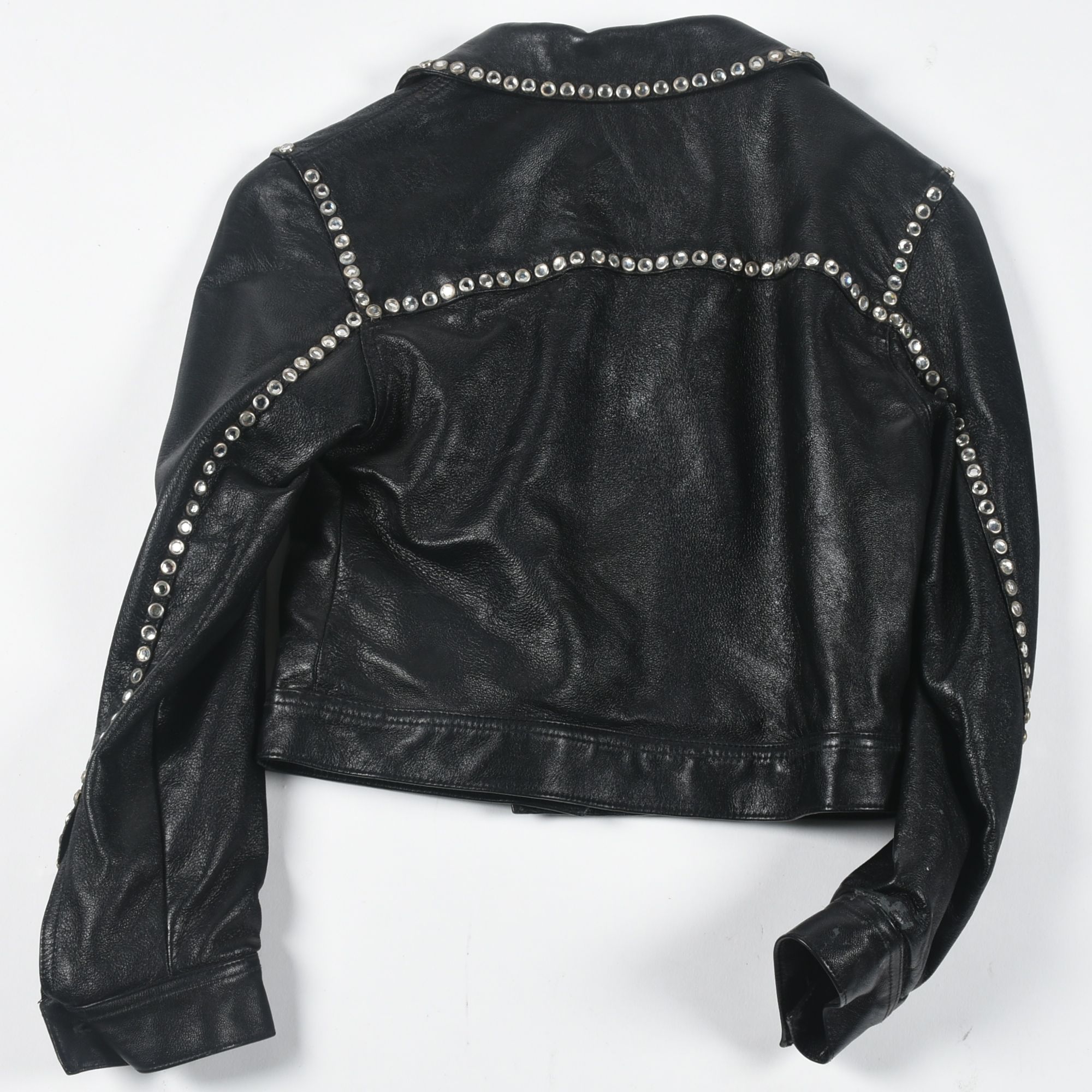 Silvia's Costumes of Hollywood Vintage Black Leather and Rhinestone Stage Ensemble