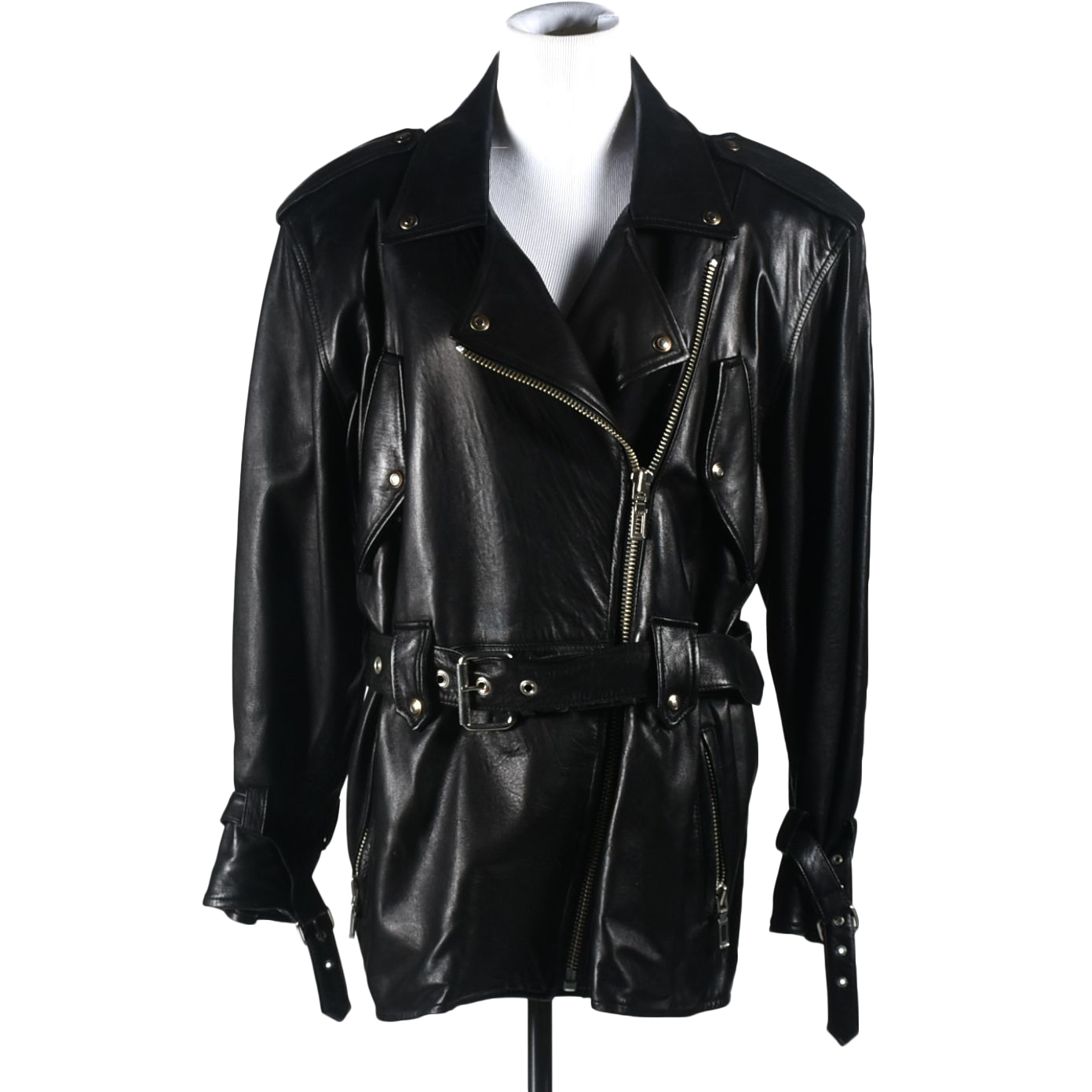 Peter Nygard Black Calfskin Leather Coat
